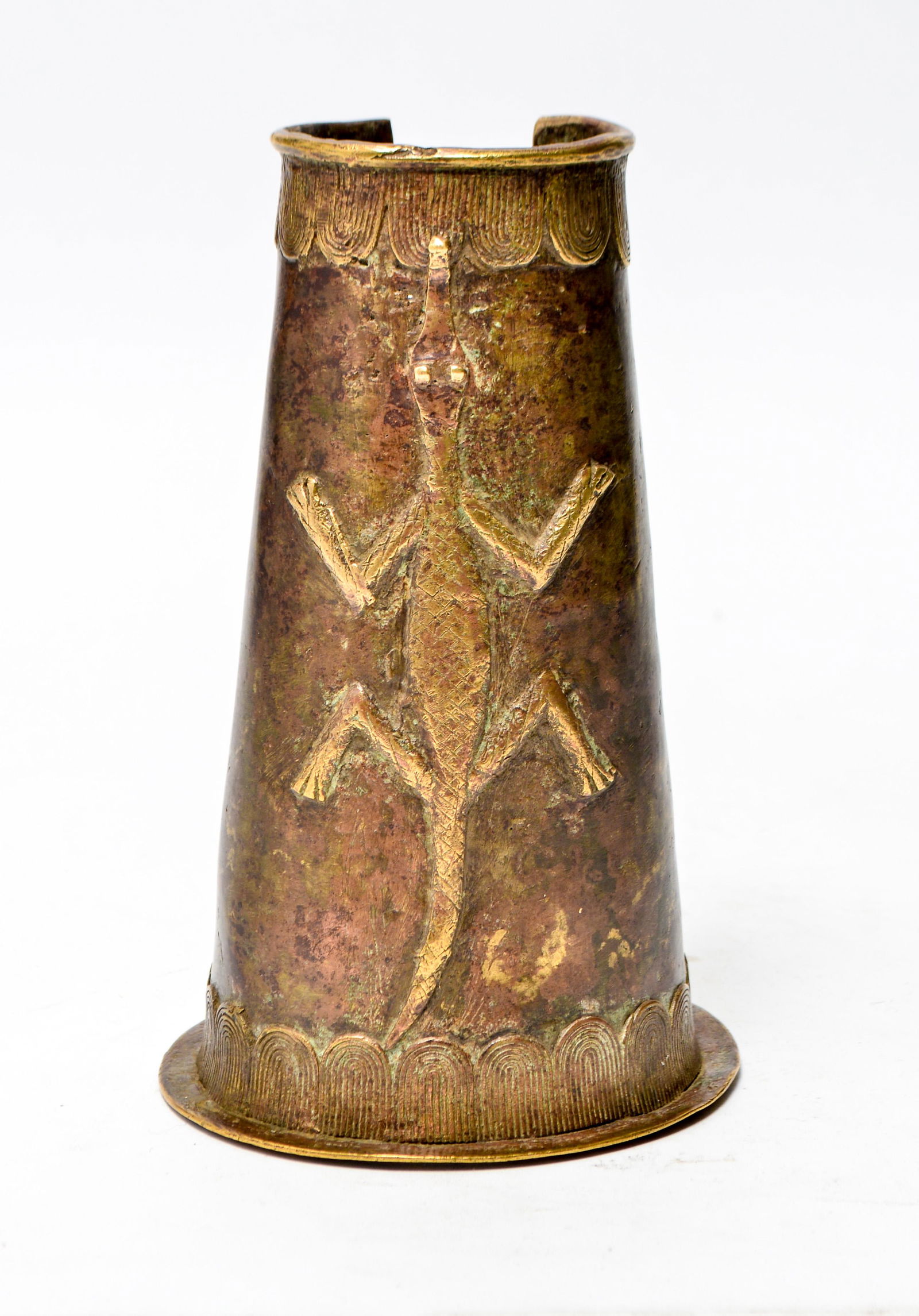 African Bronze Ceremonial Forearm Cuff w Crocodile (1 of 6)