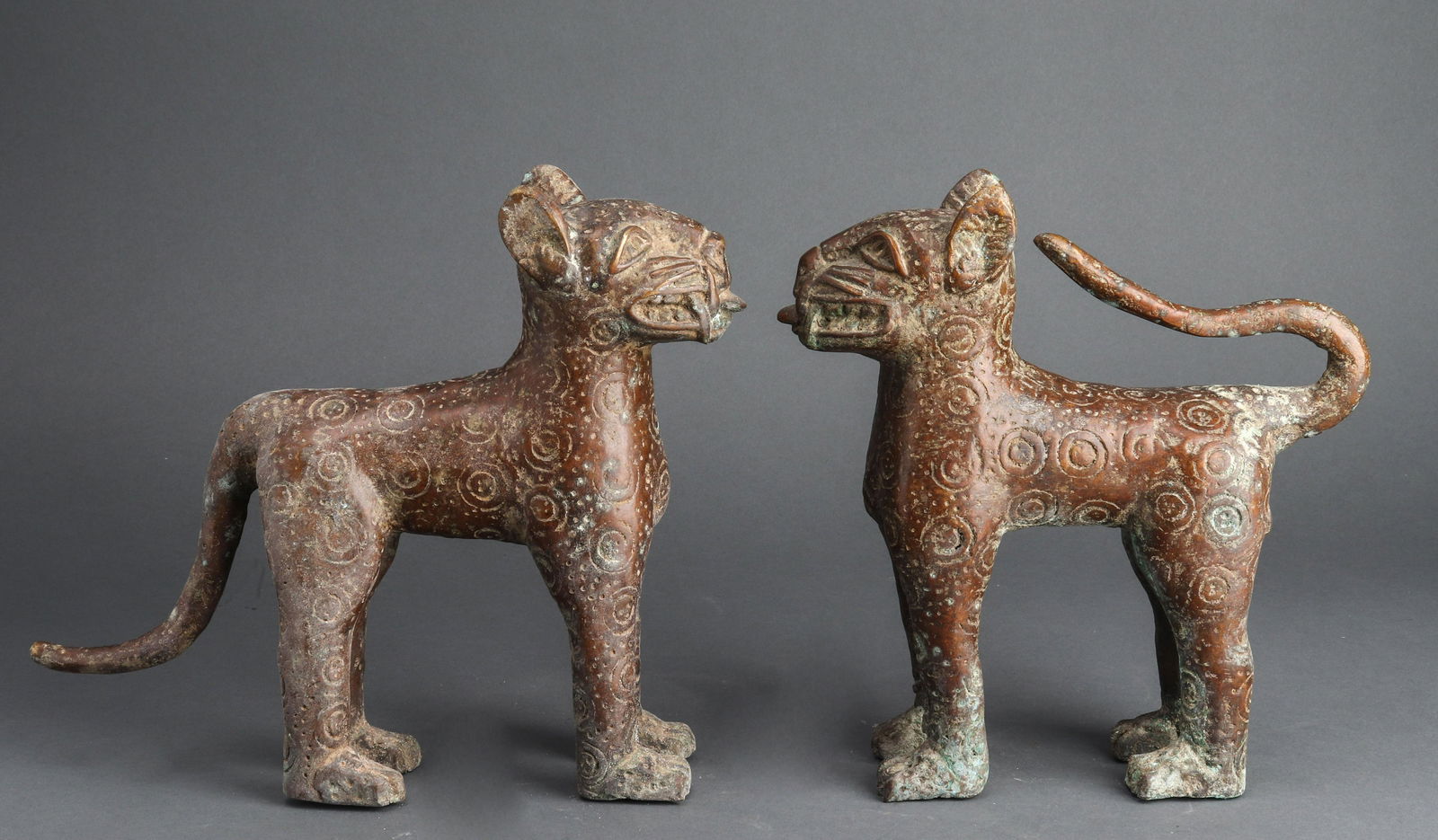 Benin Bronze Leopard Sculptures, Pair (1 of 7)