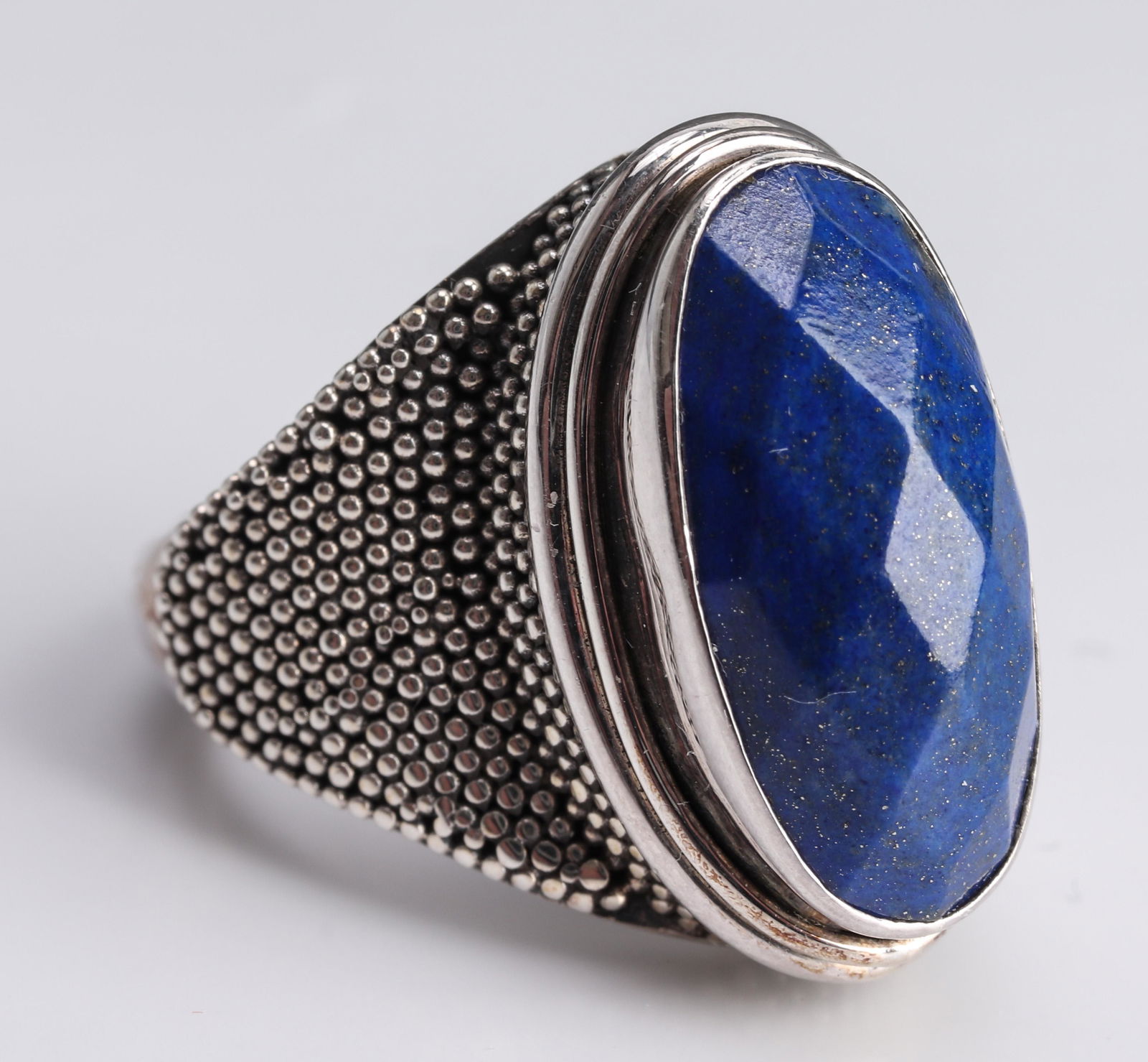 Tribal Silver & Lapis Lazuli Granulated Ring (1 of 5)