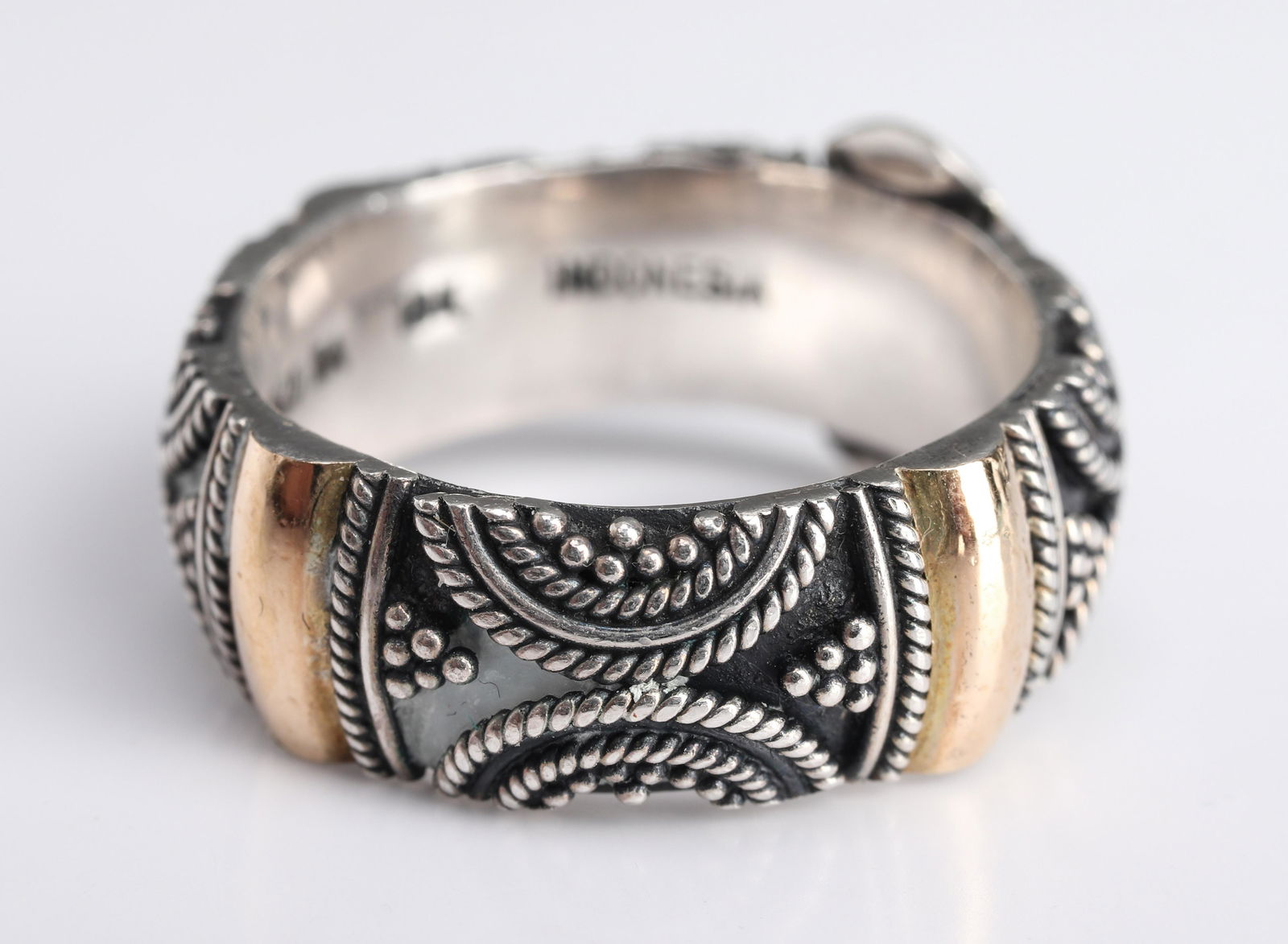 Tribal 18K Yellow Gold & Silver Ring (1 of 3)
