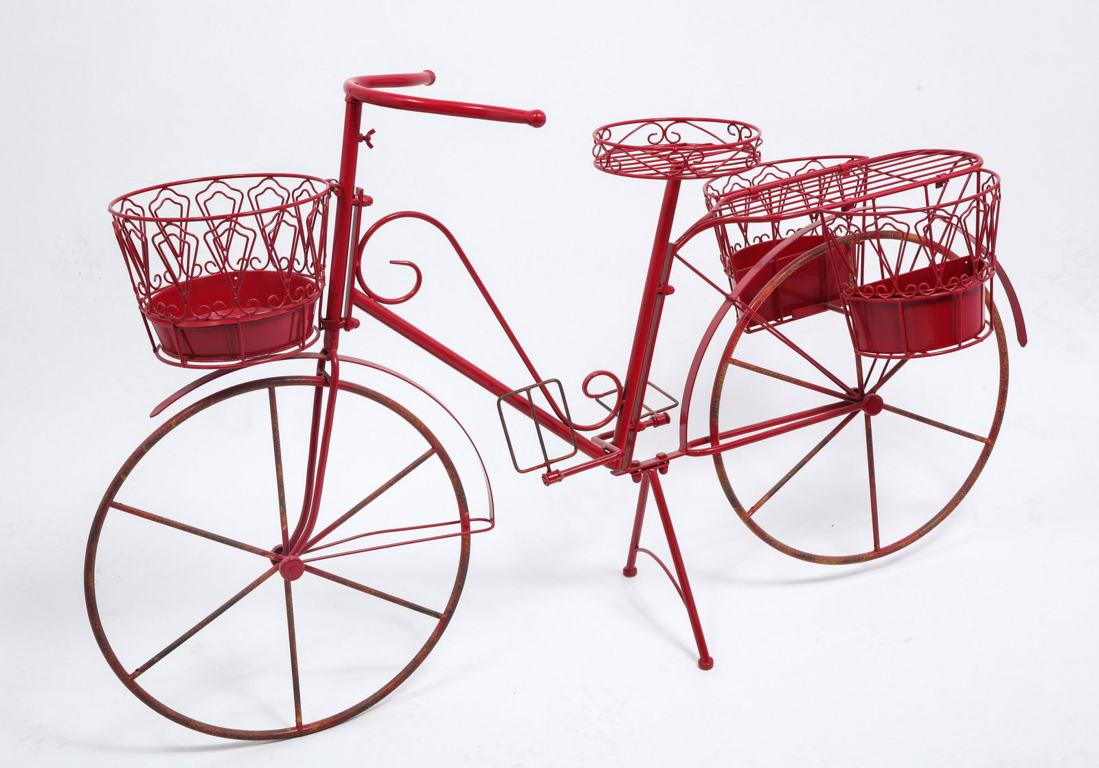 Modern Red Metal Bicycle Garden Planter Sculpture (1 of 6)