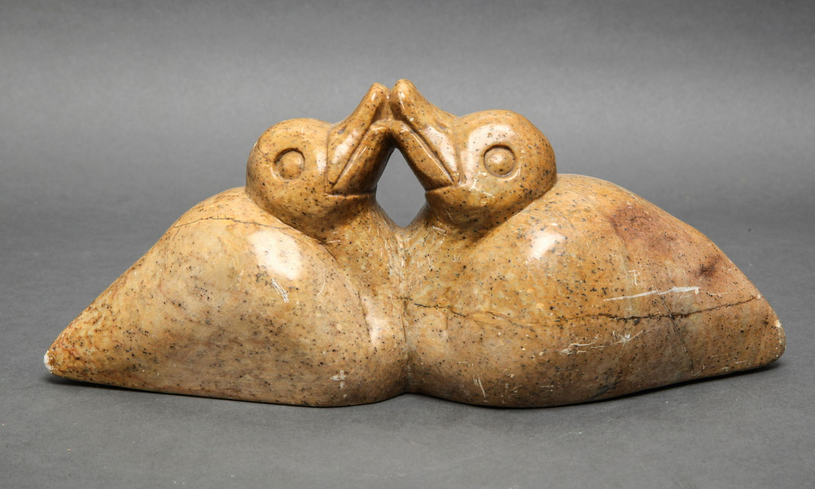 Yellow Soapstone Sculpture Of Two Ducks (1 of 4)