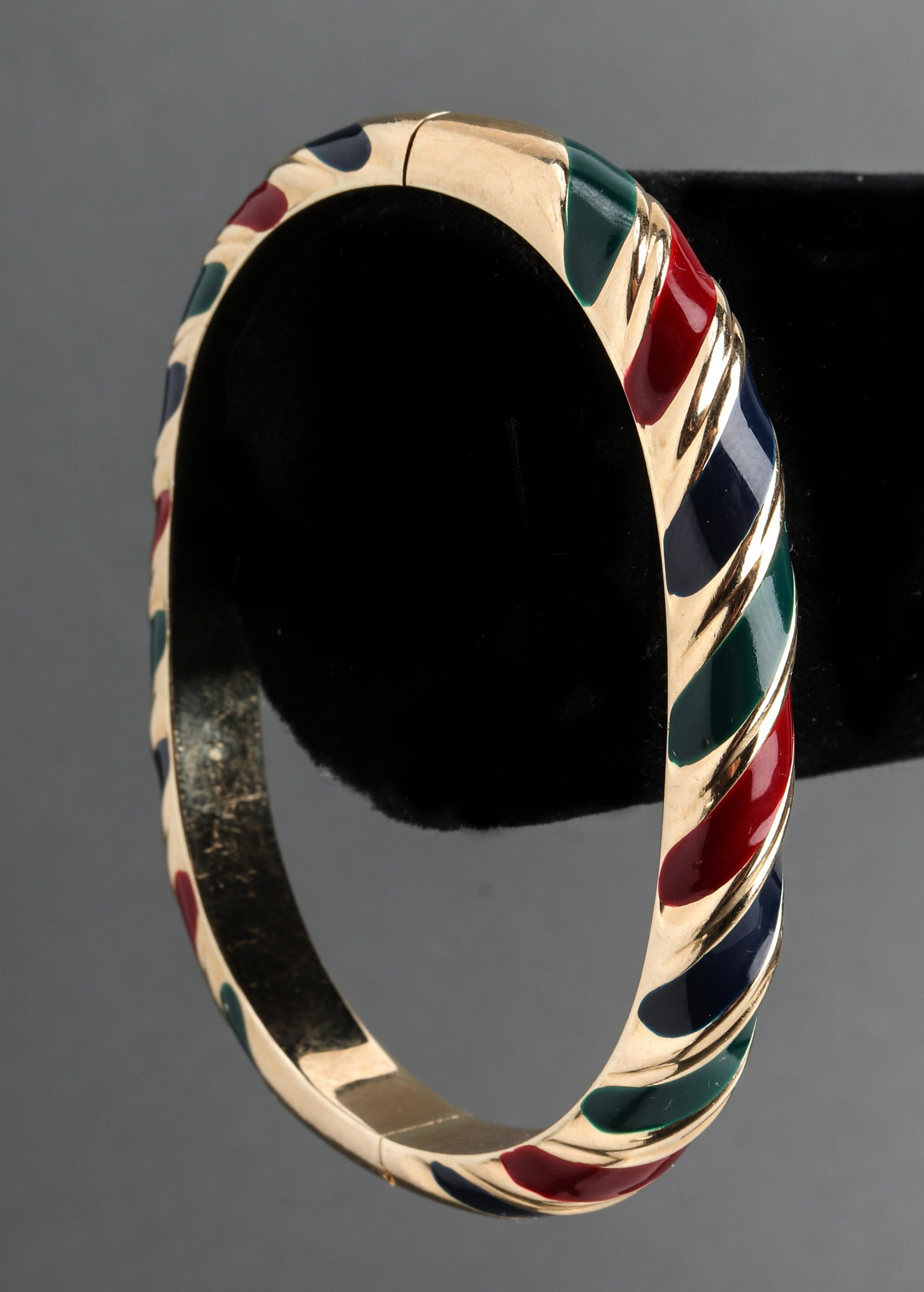 Vintage 14K Yellow Gold & Enamel Bangle Bracelet (1 of 4)