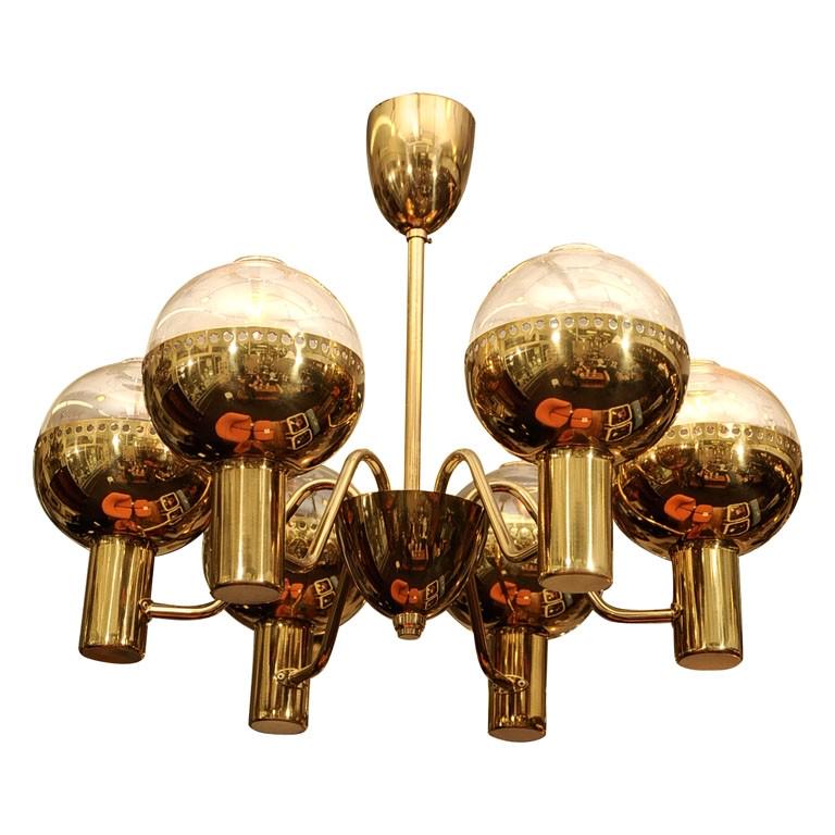 Hans-Agne Jakobsson Swedish Brass Chandelier (1 of 9)
