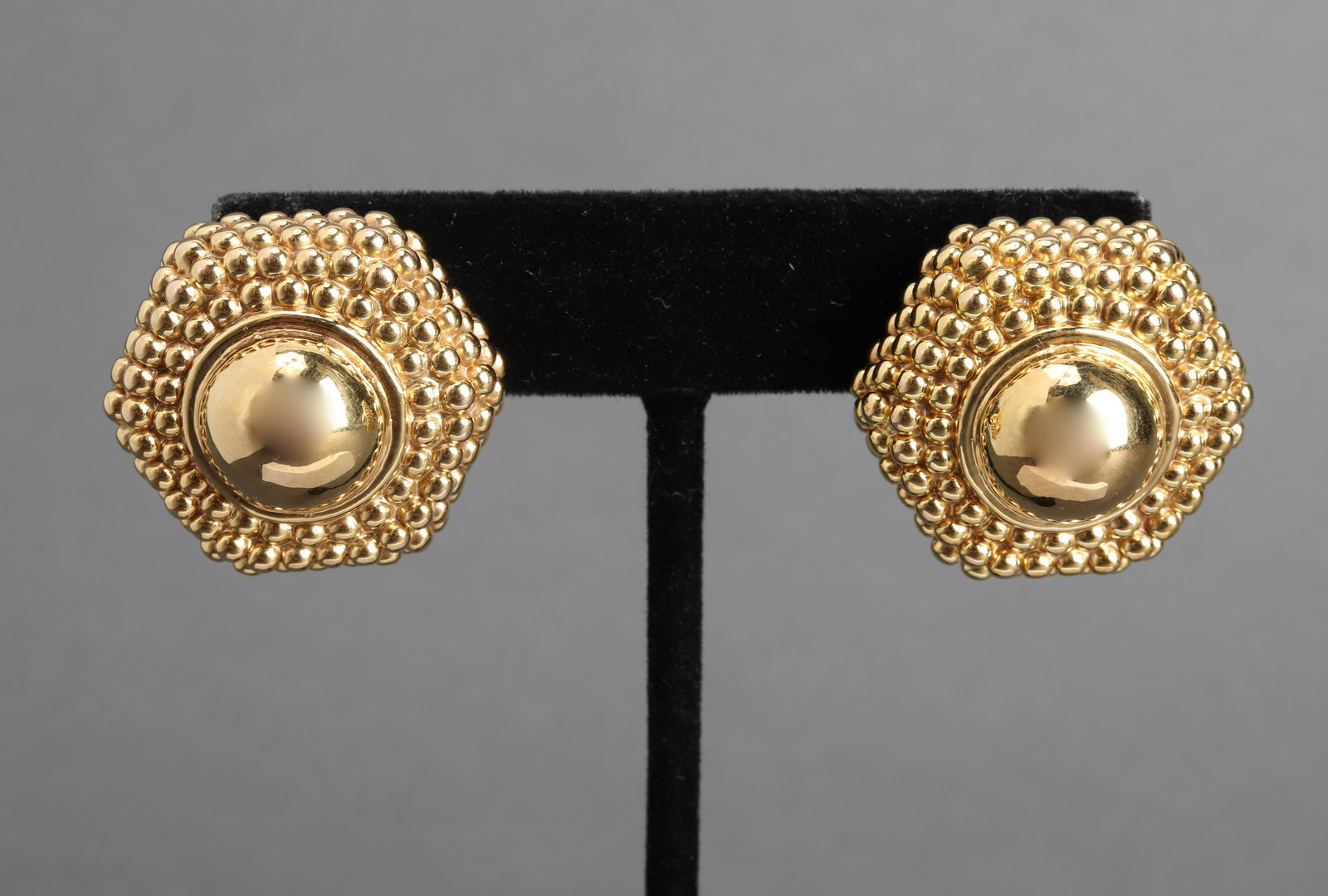 Milor Italian 14K Yellow Gold Dome Earrings (1 of 3)