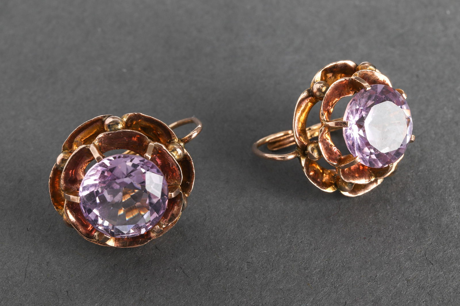 Vintage 10K Yellow Gold Amethyst Earrings (1 of 4)