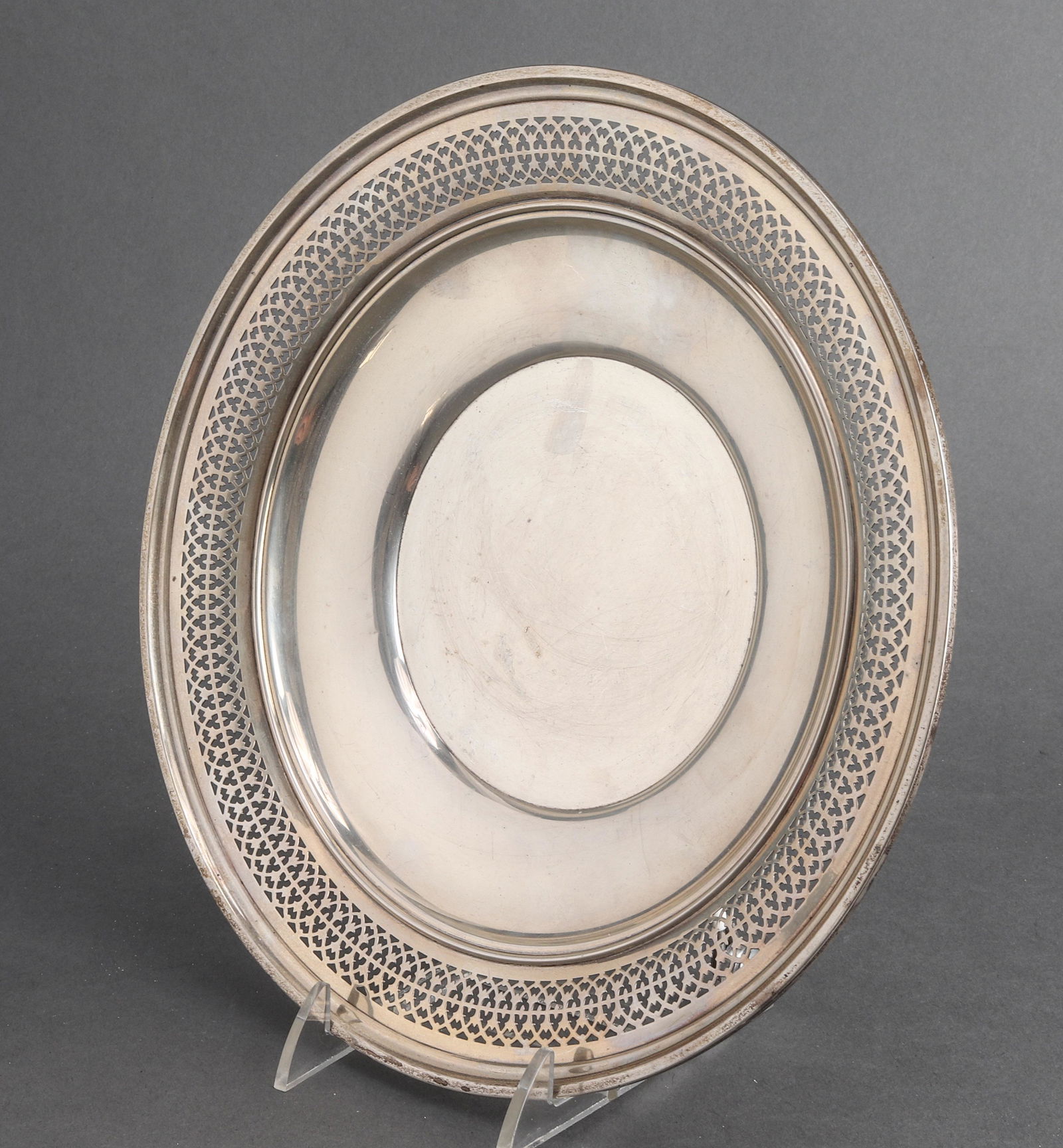 Gorham Sterling Silver Round Plate w Pierced Rim (1 of 4)