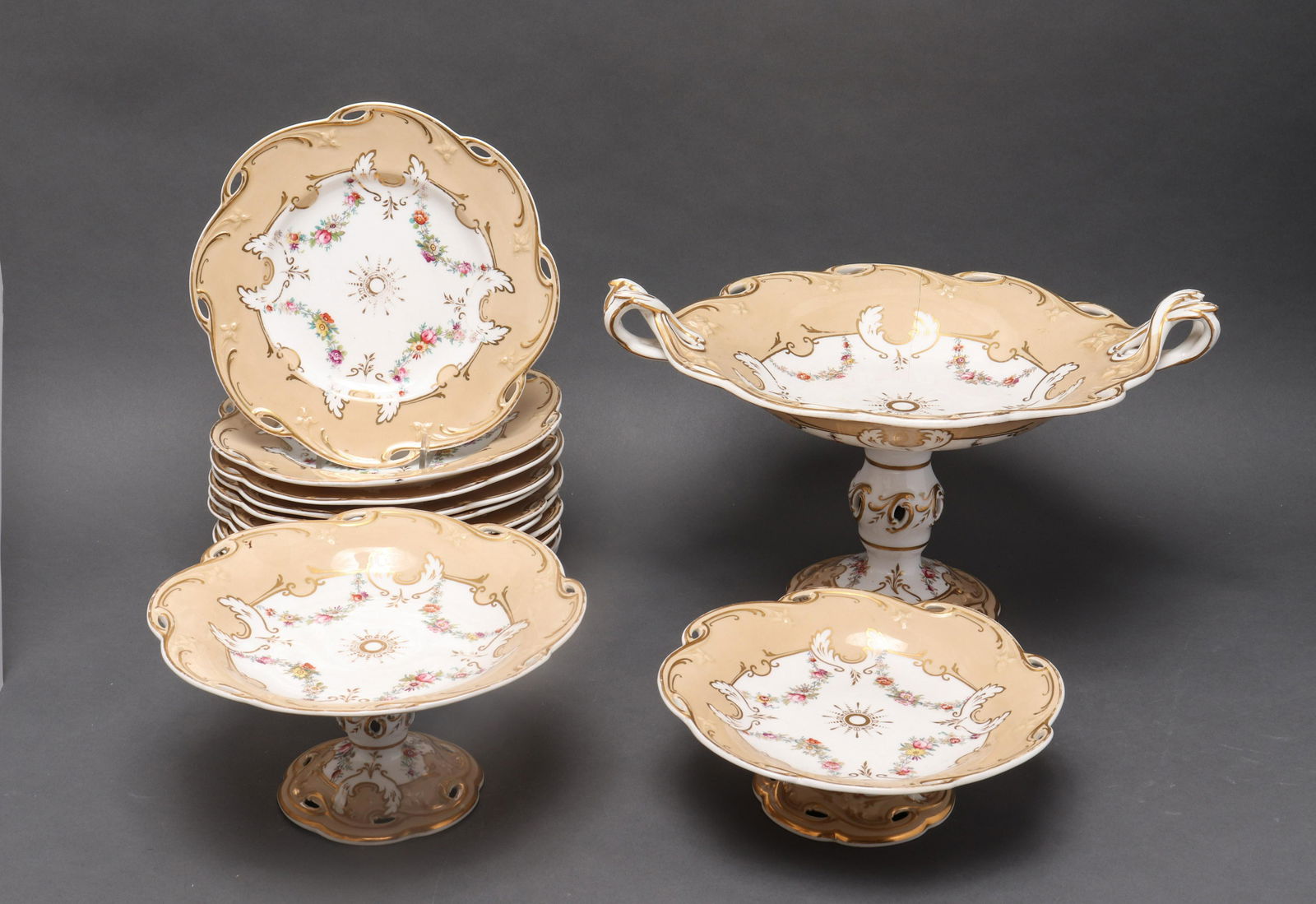 Hand Painted Porcelain Dessert Service, 15 pc (1 of 5)