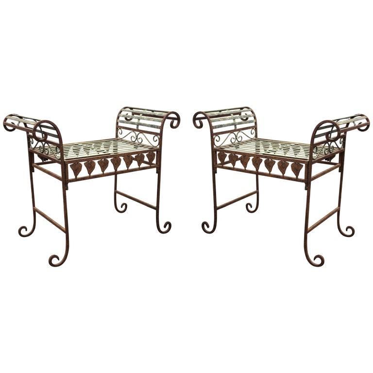 Hollywood Regency Metal Benches, Pair (1 of 10)