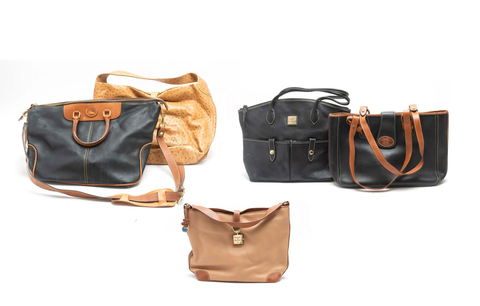 dooney and bourke black and tan leather purse
