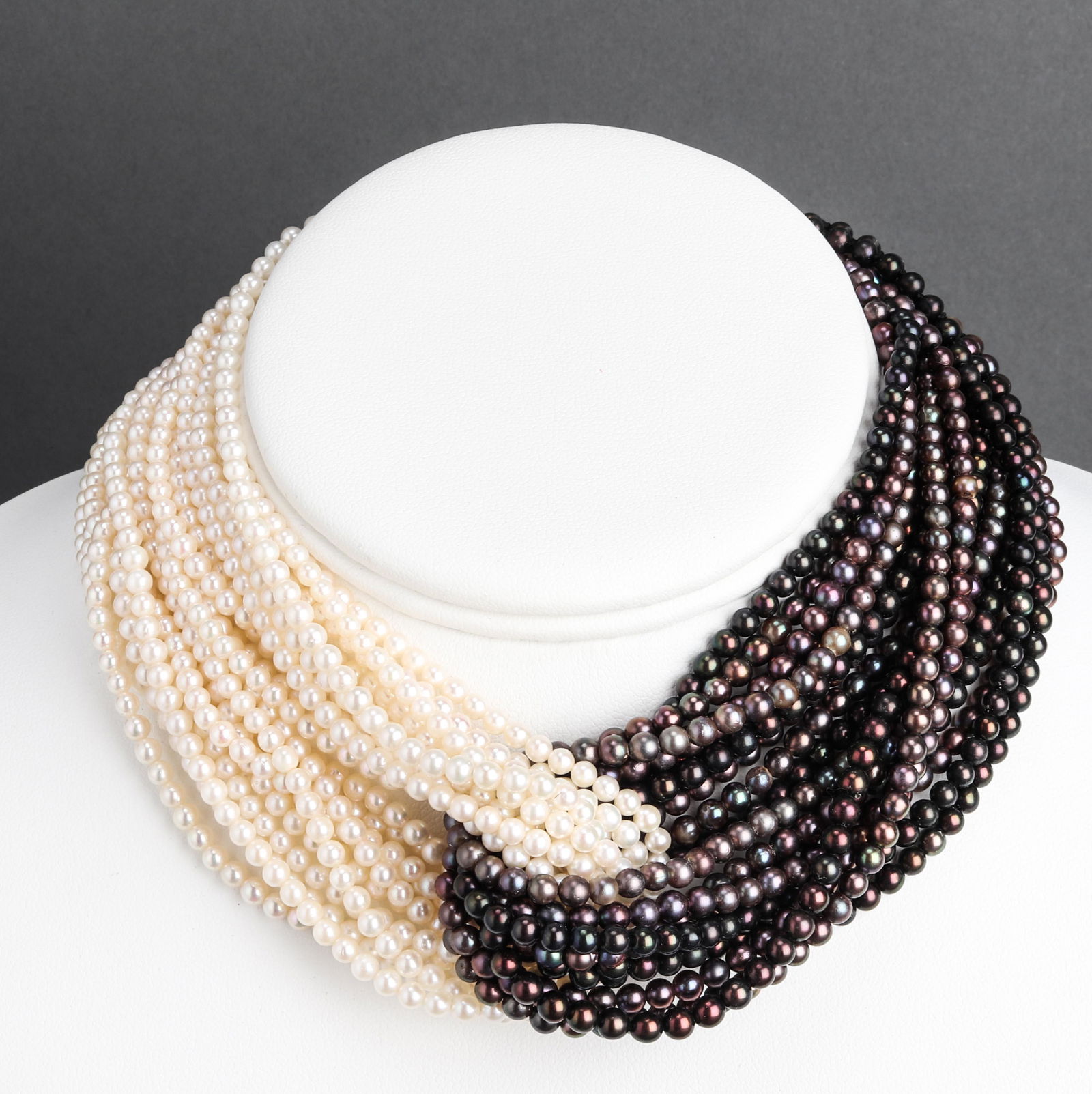 14K White Gold & Diamond Clasp Pearl Necklace (1 of 4)