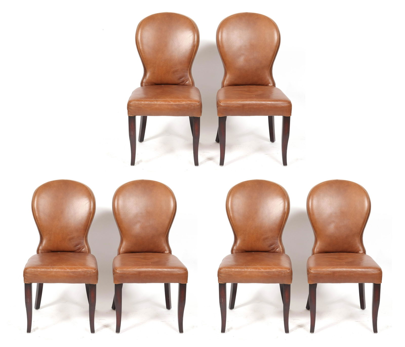 ABC Home Brown Leather Upholstered Dining Chairs 6 (1 of 7)