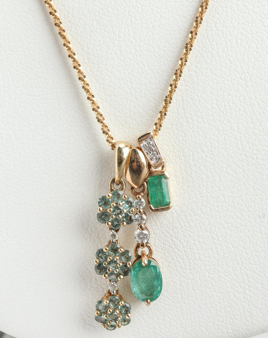 10K Gold Colored Stones & Diamond Pendant Lot 3 (1 of 5)