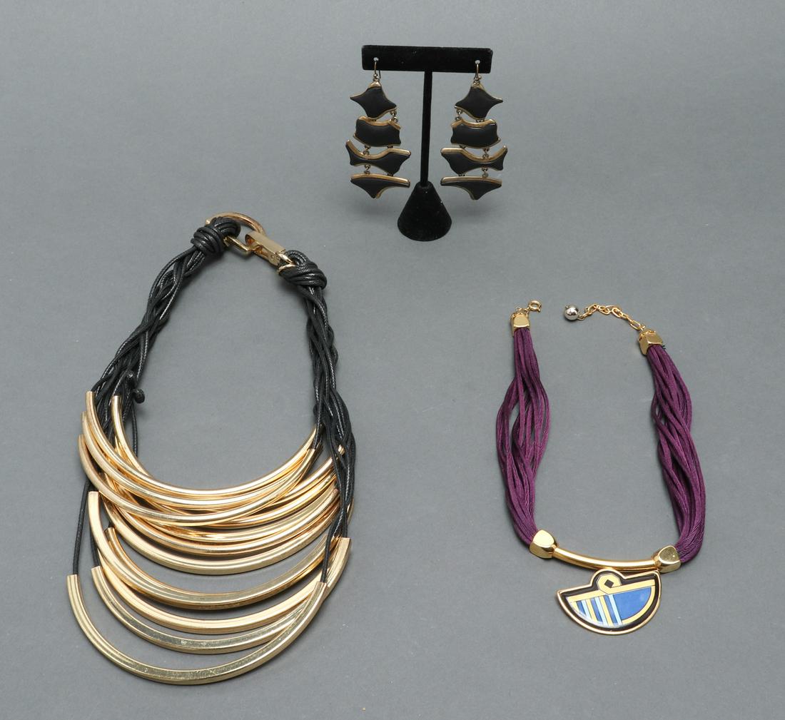 Gold Tone Metal and Cord Necklaces & Earrings, 3 (1 of 4)