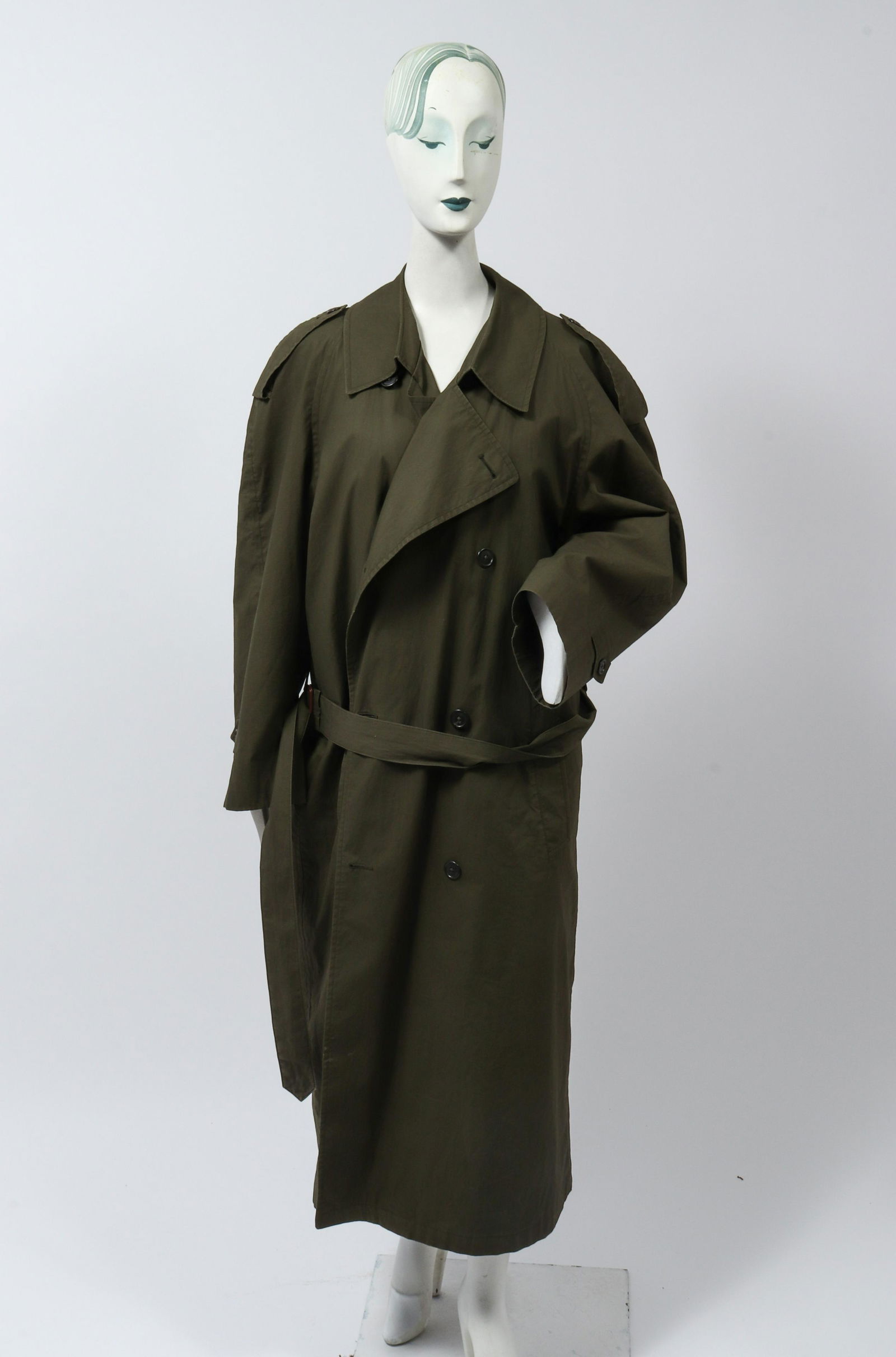 Christian Dior Vintage Men's Olive Trench Coat (1 of 8)