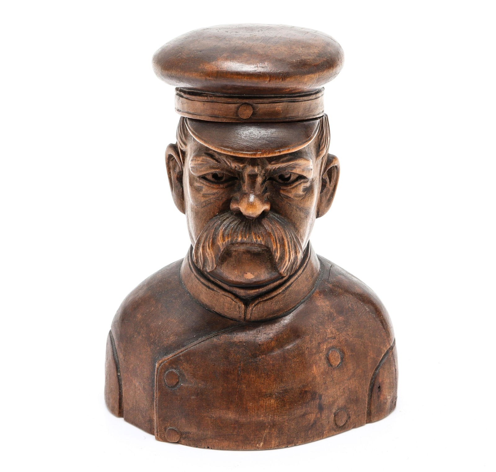 Carved Wooden Bust of Sailor Figural Inkwell (1 of 6)