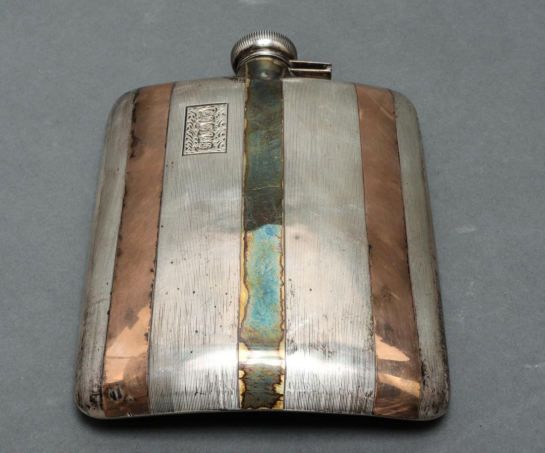 Art Deco Silver & 14K Yellow Gold Flask (1 of 5)