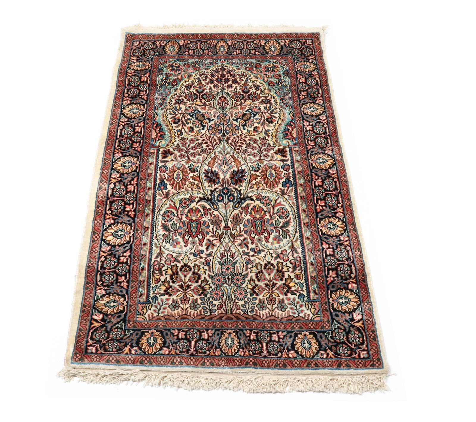 Persian Floral Silk Prayer Rug 4' 2" x 2' 5" (1 of 3)