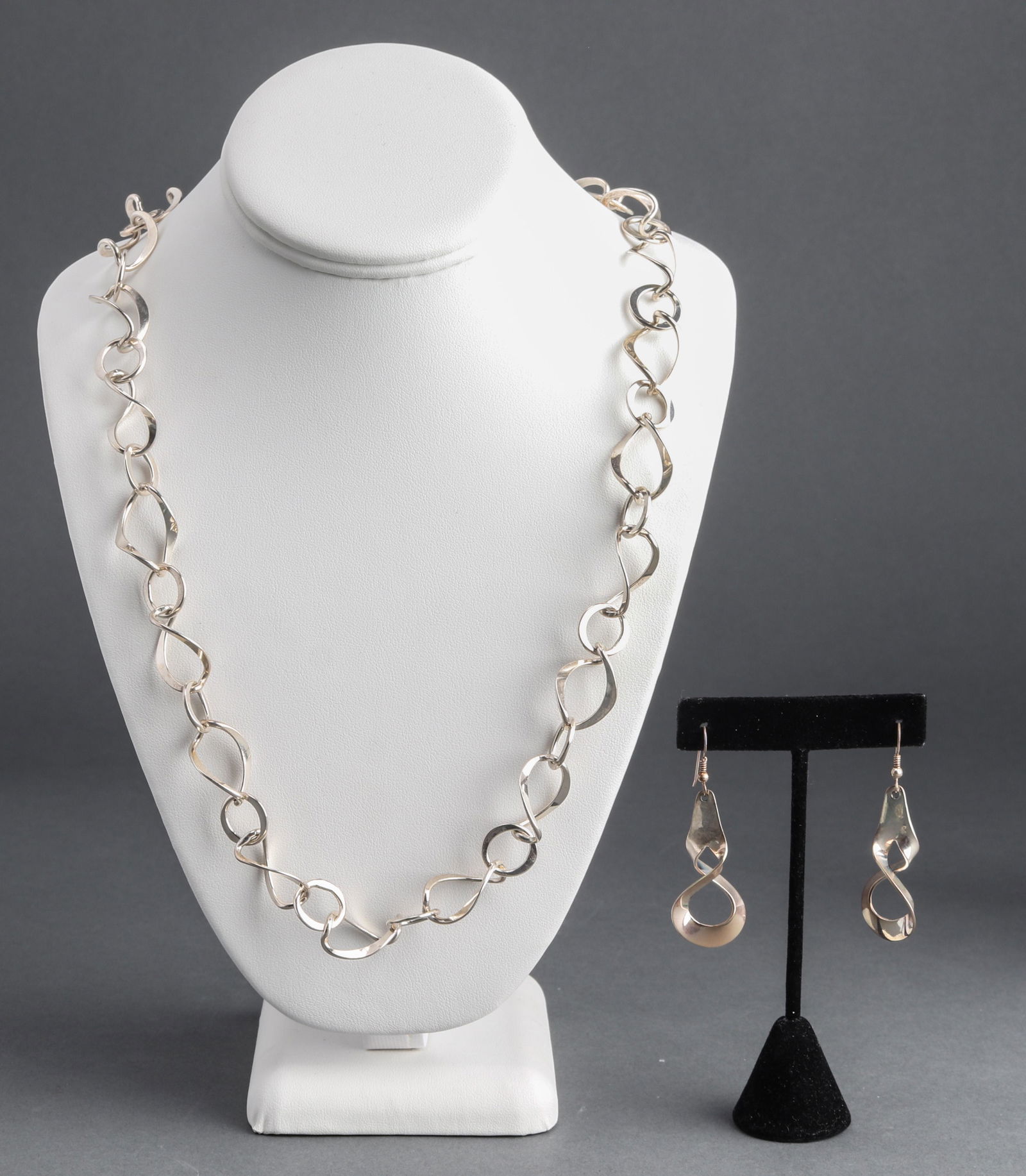Silver Free-Form Link Necklace & Earring Set, 2 (1 of 5)