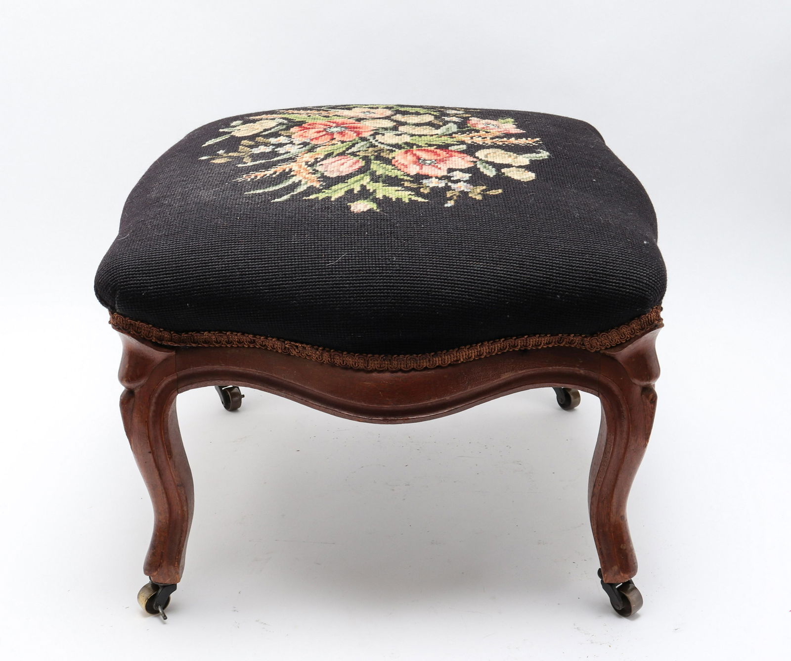 Rococo Manner Needlepoint and Walnut Stool (1 of 4)