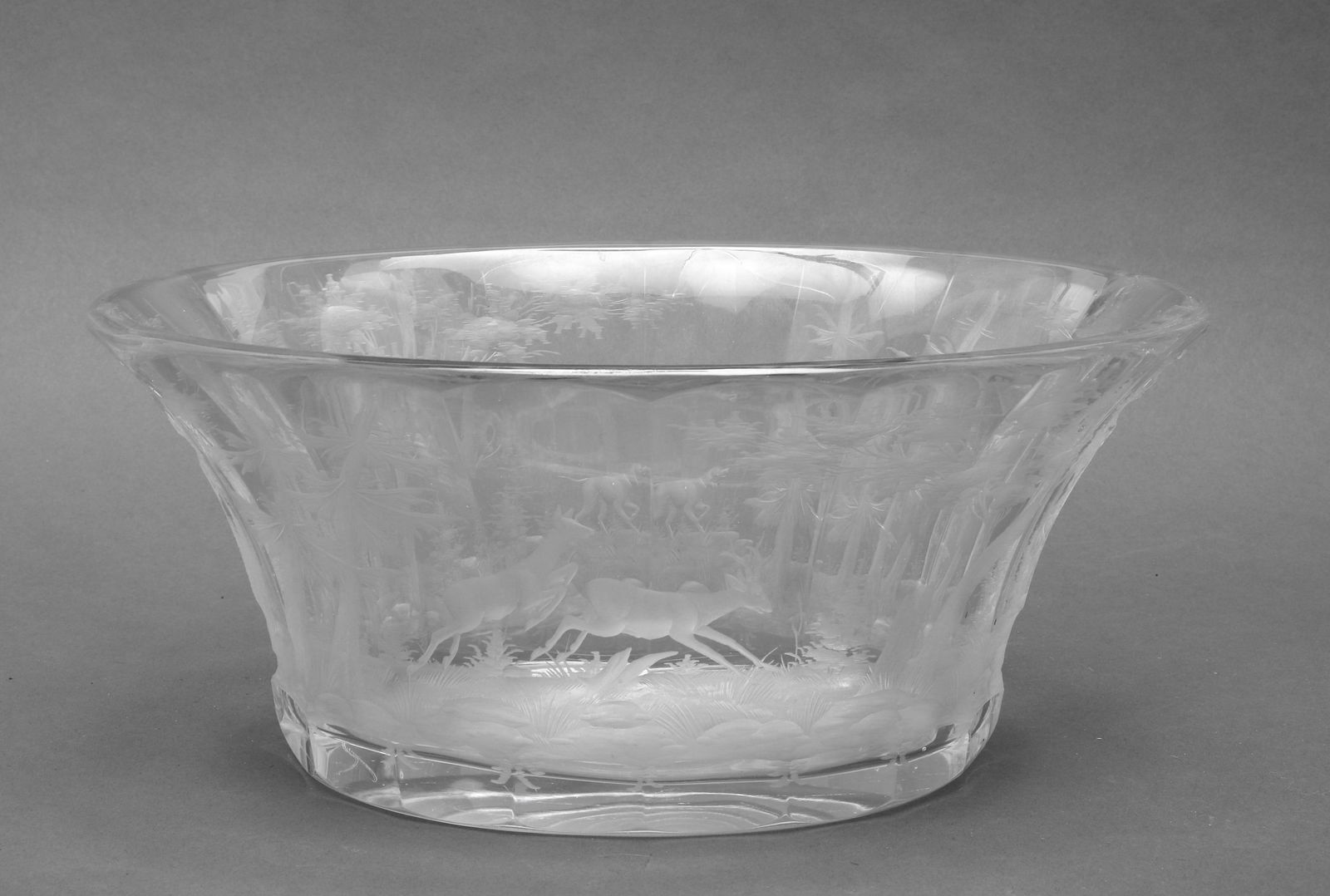 Oval Faceted Etched Glass Bowl (1 of 6)