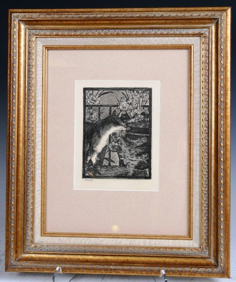 Edouard Manet Cat With Flowers Framed Etching