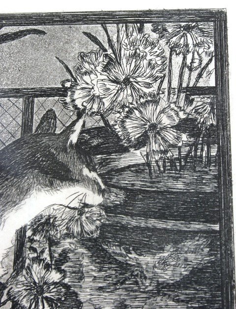 Edouard Manet Cat With Flowers Framed Etching - 4
