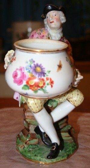 Meissen Porcelain Figural of Man Holding Vase