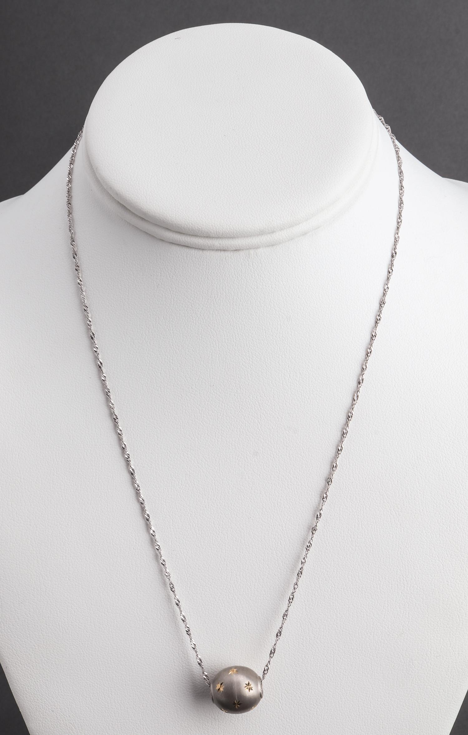 Italian 14K White & Yellow Gold Pendant Necklace (1 of 4)