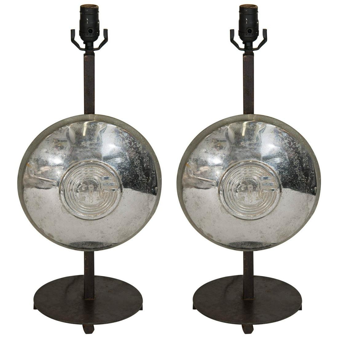 Aluminum Hubcap Table Lamps, Vintage, Pair (1 of 5)