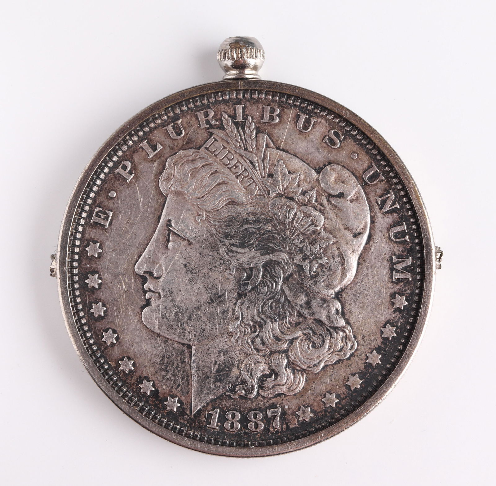 1887 Morgan $1 Silver Coin in Suspension Frame (1 of 3)