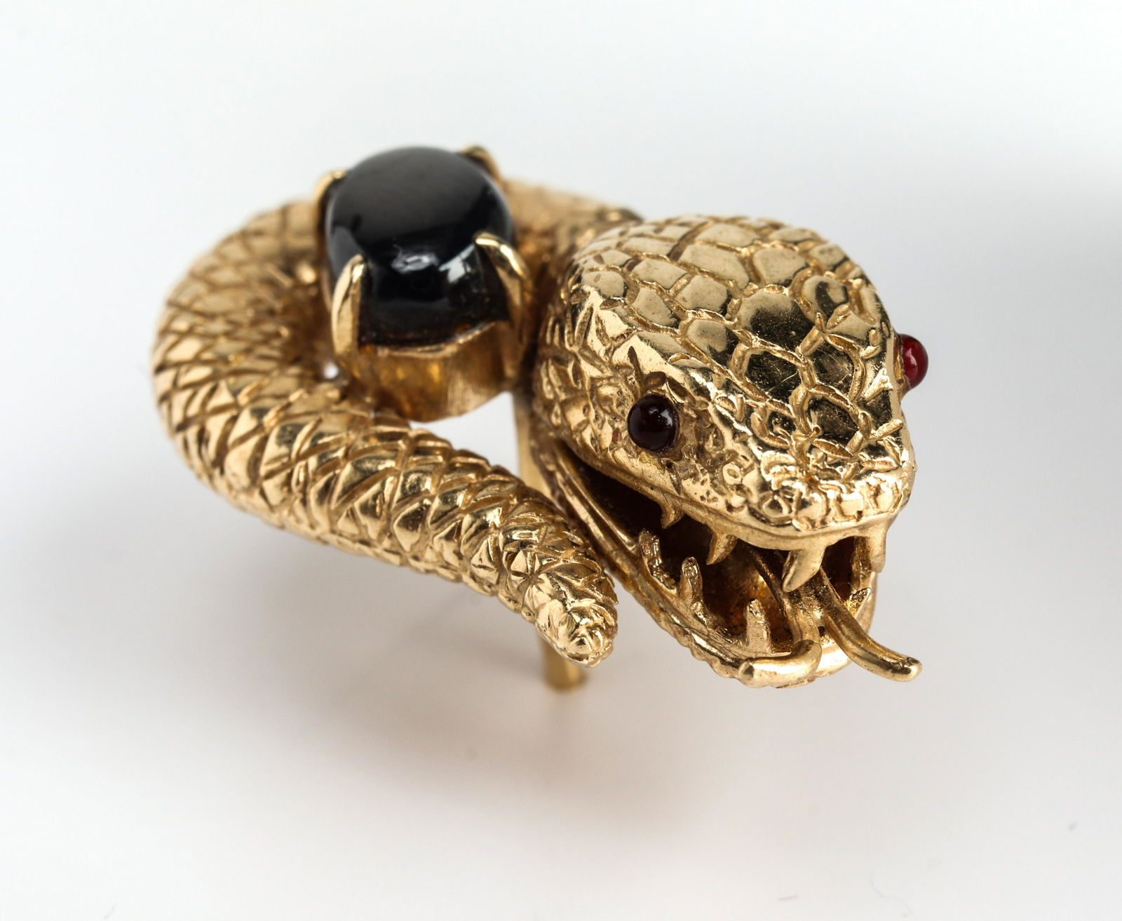 14K Yellow Gold Sapphire & Garnet Snake Tie Tack (1 of 5)