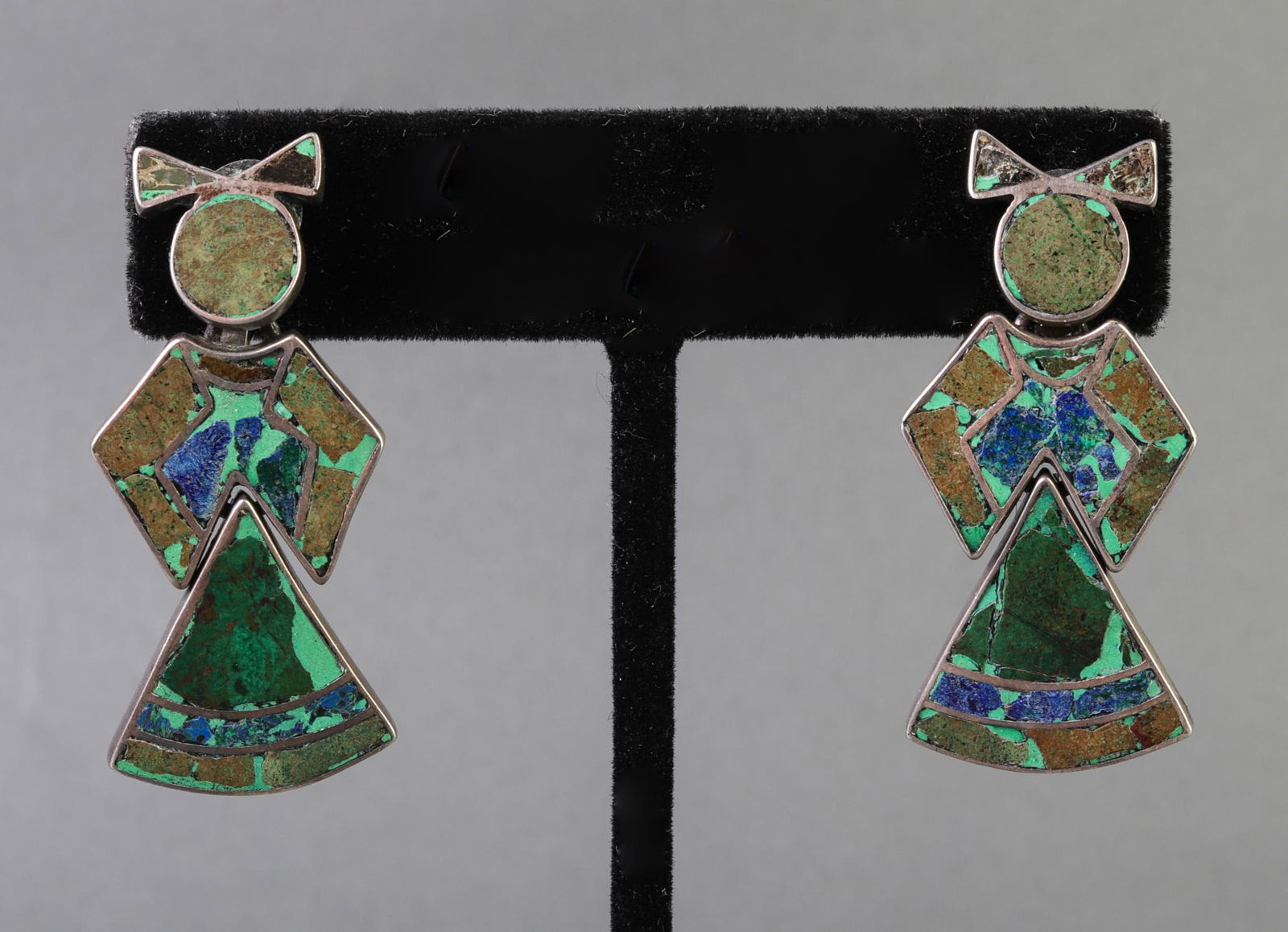 Taxco Mexico Figural Sterling & Stone Earrings, Pr (1 of 5)