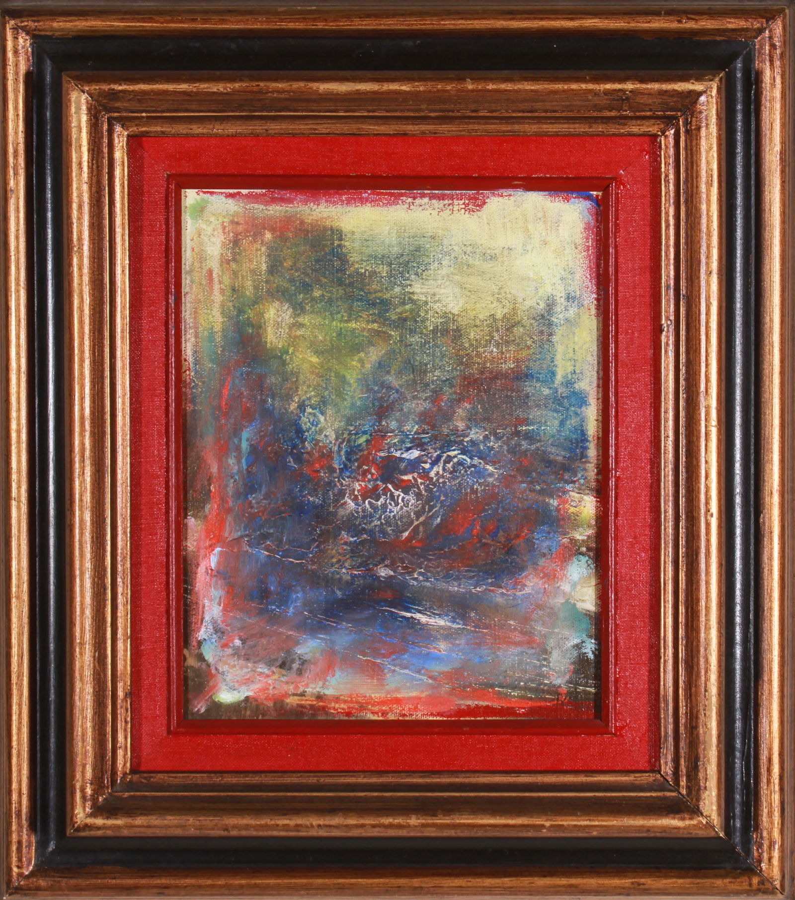 Illegibly Signed Abstract Oil on Board Painting (1 of 3)