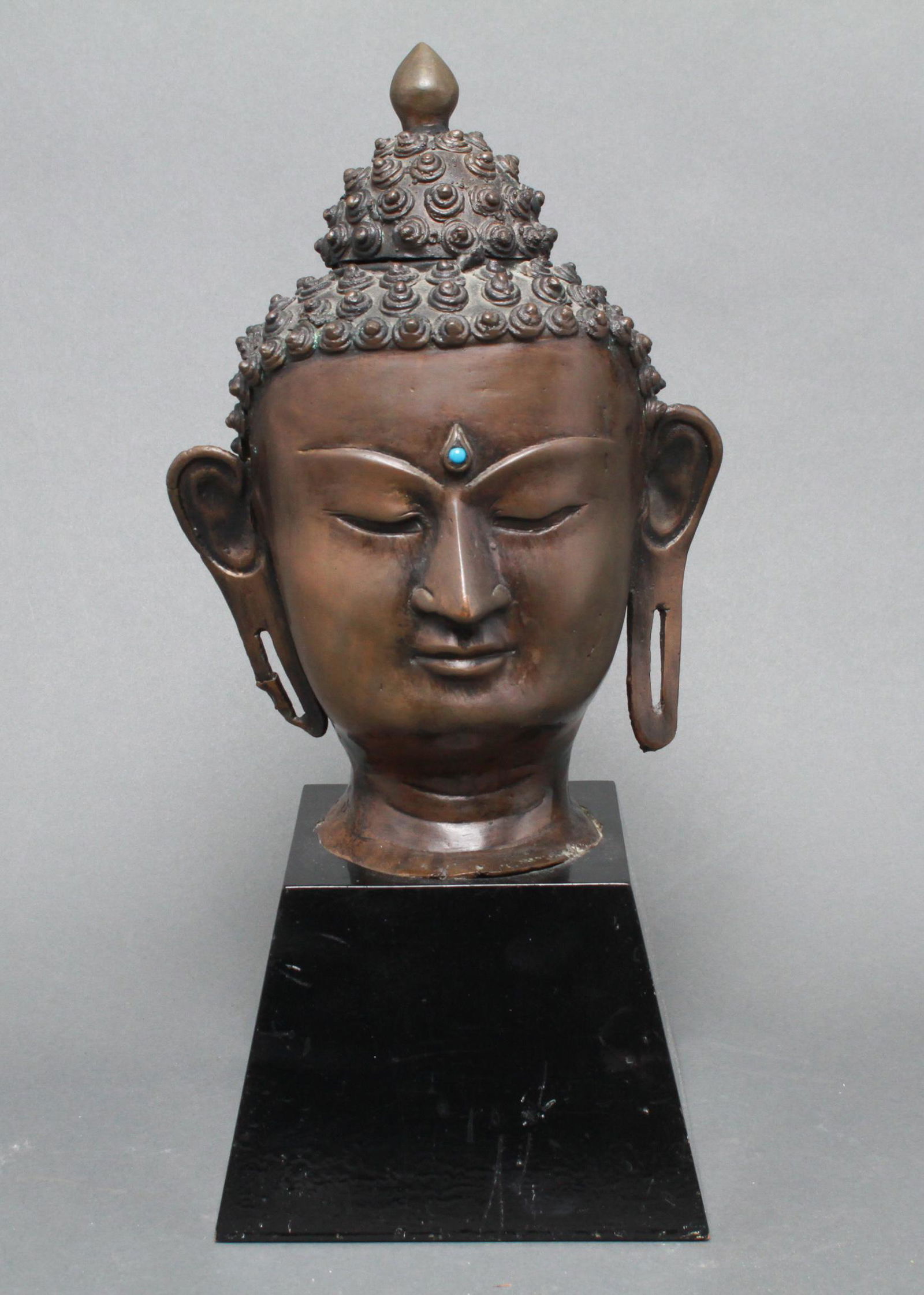 Tibetan Asian Bronze Buddha Head Sculpture (1 of 5)