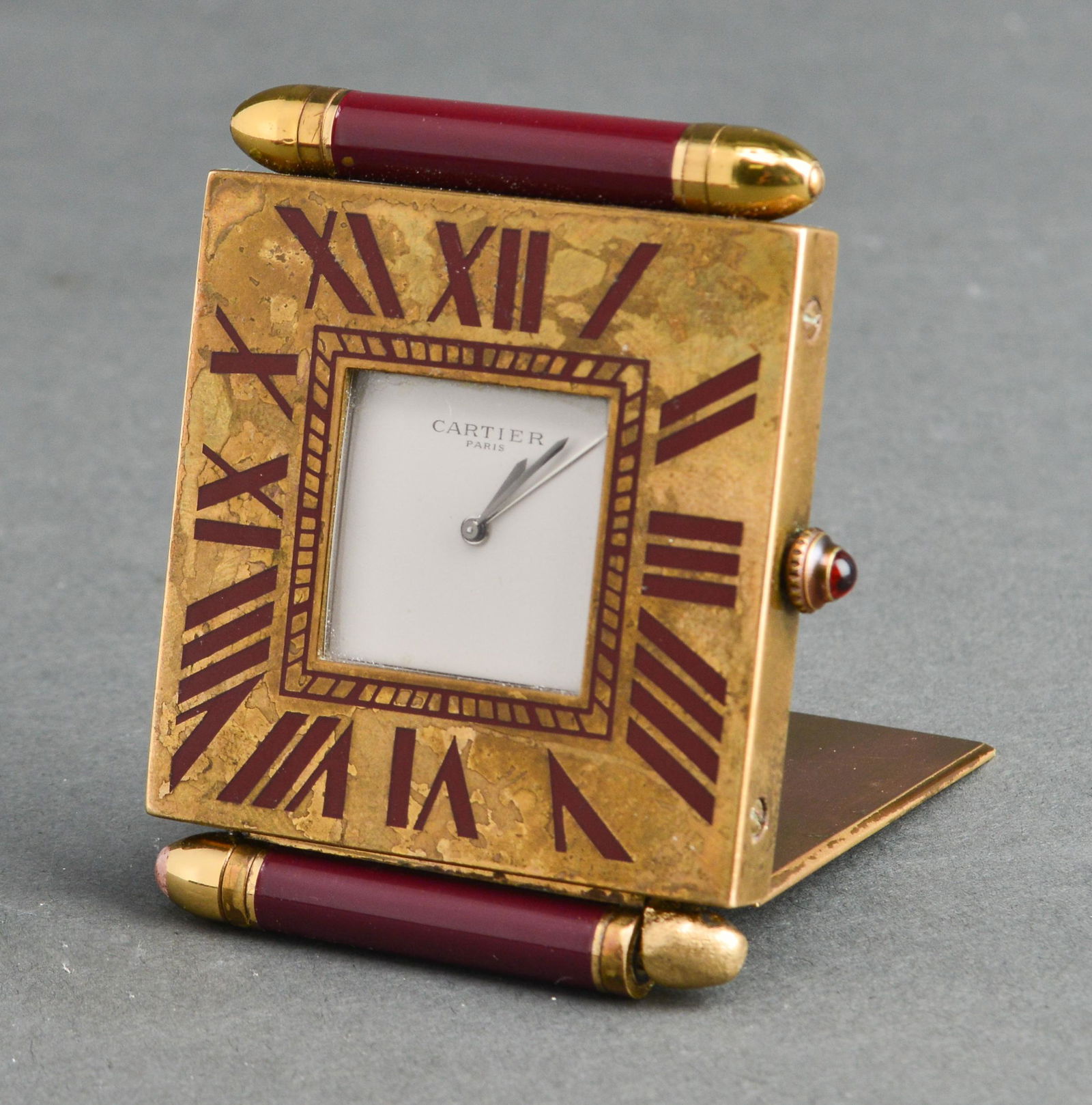 Cartier Art Deco Brass & Enamel Travel Desk Clock (1 of 8)