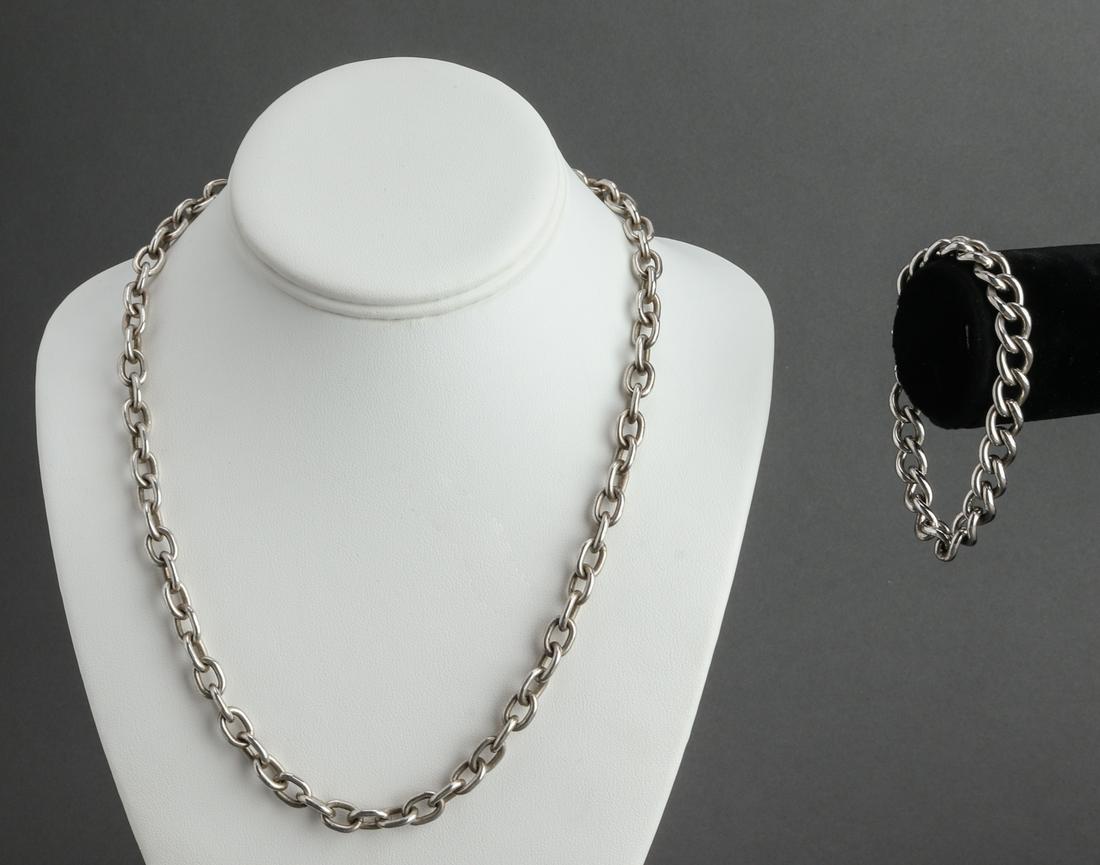 Silver Puff Heart Toggle Chain Necklace & Bracelet (1 of 5)