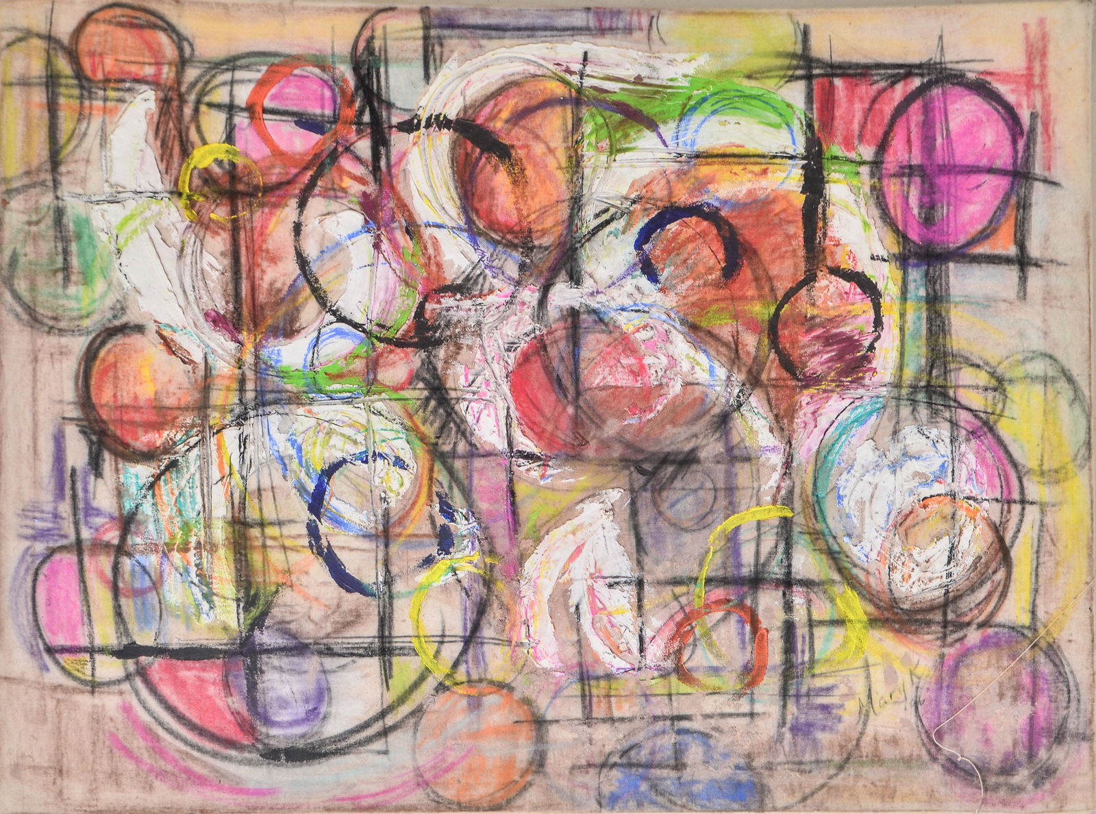 Mid-Century Modern Abstract Signed Oil on Canvas (1 of 5)