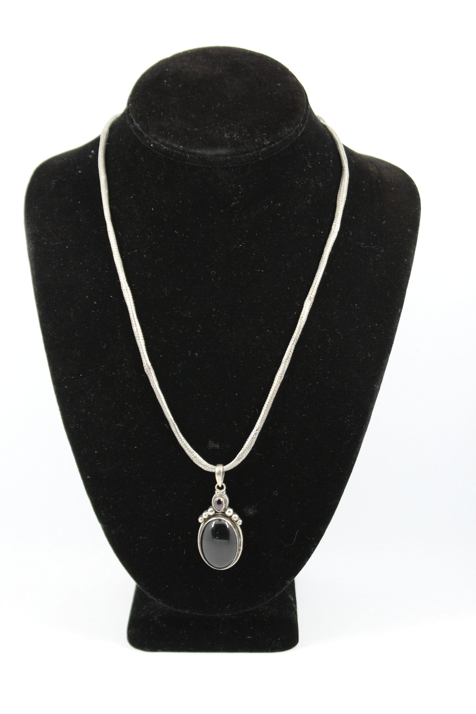 Sterling Pendant Necklace W Onyx, Garnet, Lapis (1 of 7)
