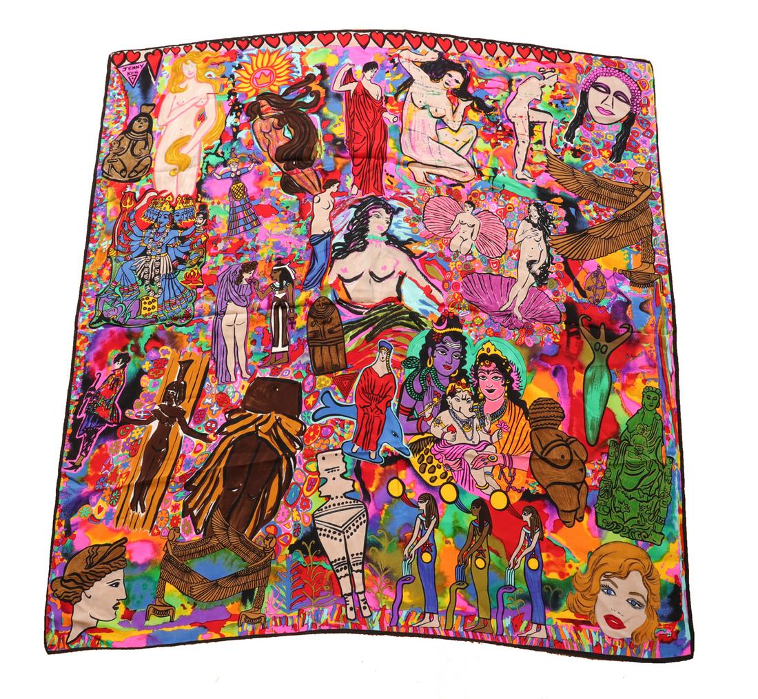 Jenny Key Silk Crepe de Chine "Goddess" Scarf (1 of 6)