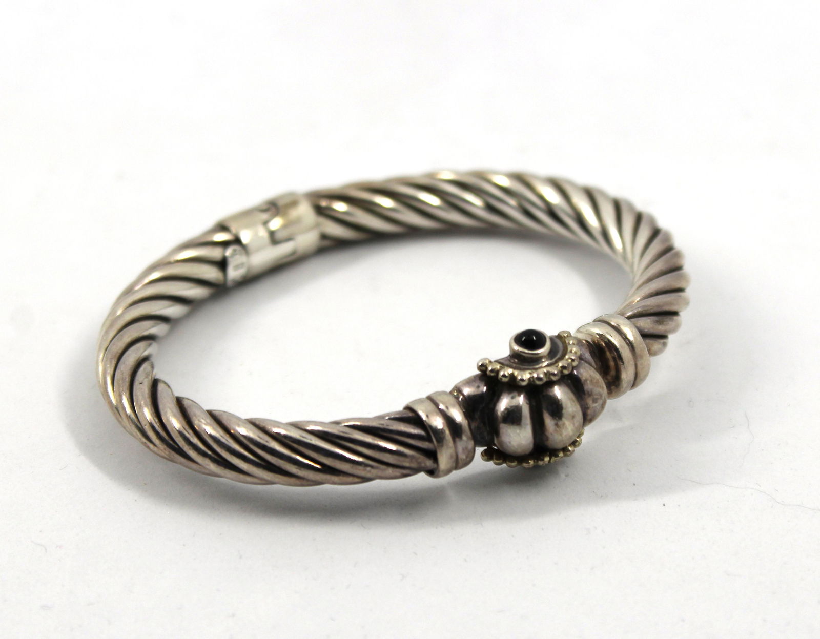 GSJ Sterling & Onyx Bangle Bracelet (1 of 7)