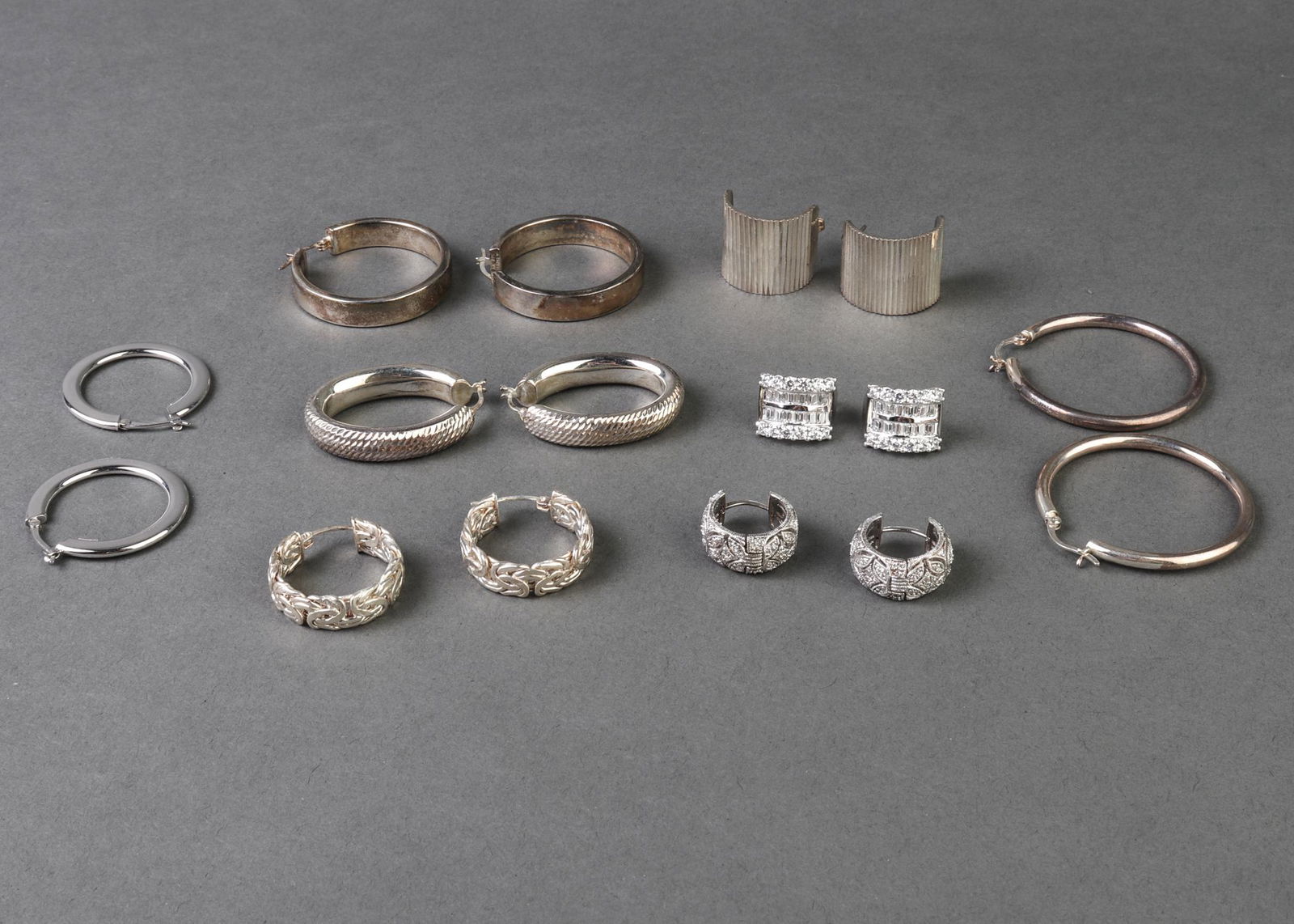 Sterling Silver Hoop Earrings incl. CZ, 8 Pairs (1 of 5)