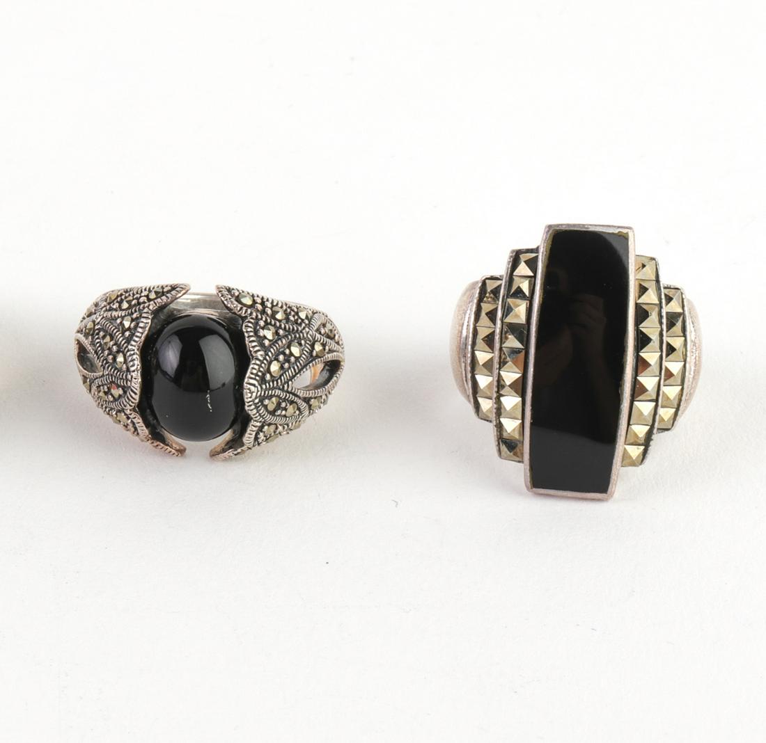 Sterling Silver Rings incl. Onyx & Marcasite, 2 (1 of 4)
