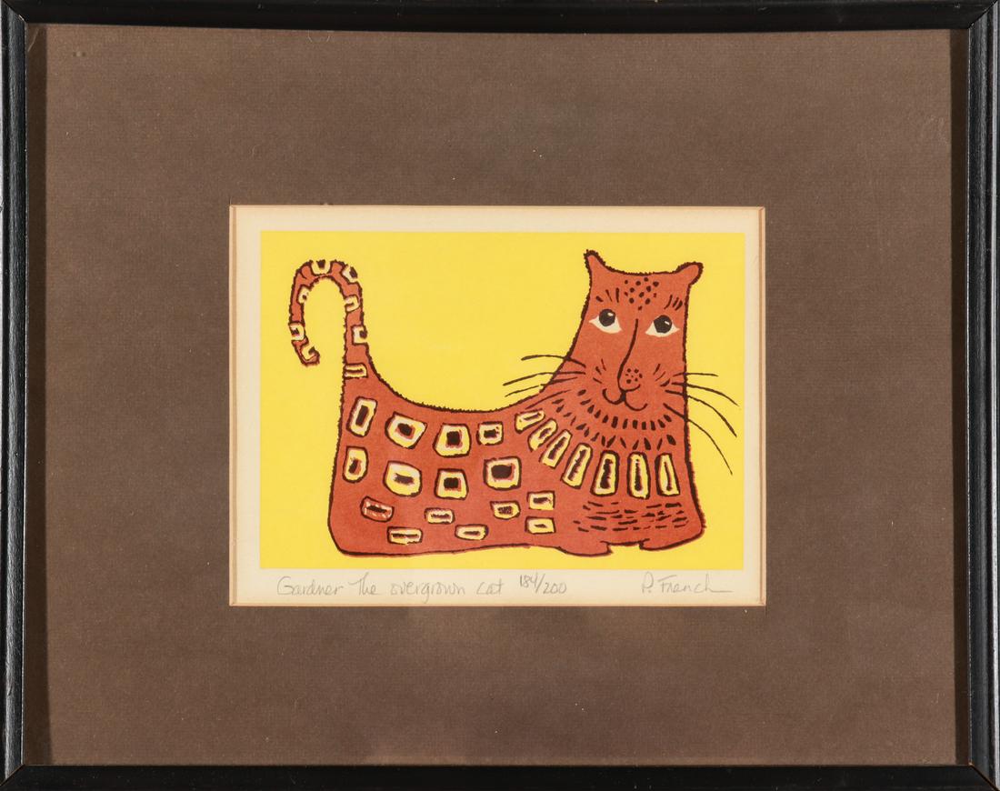 P. French Signed Cat Lithograph (1 of 2)
