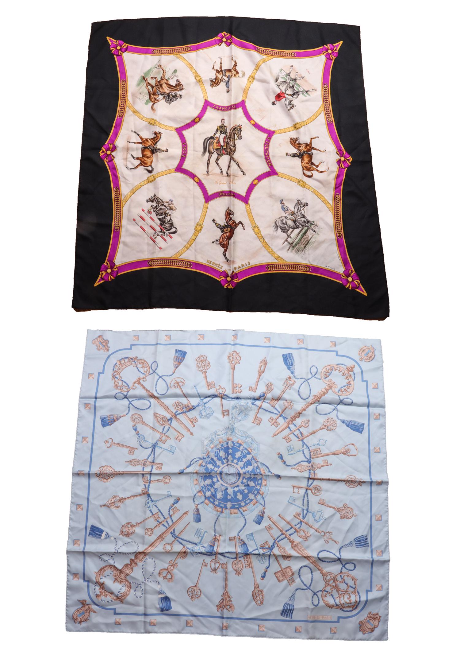 Hermes "Equestrian" & "Les Clefs" Silk Scarves, 2 (1 of 8)