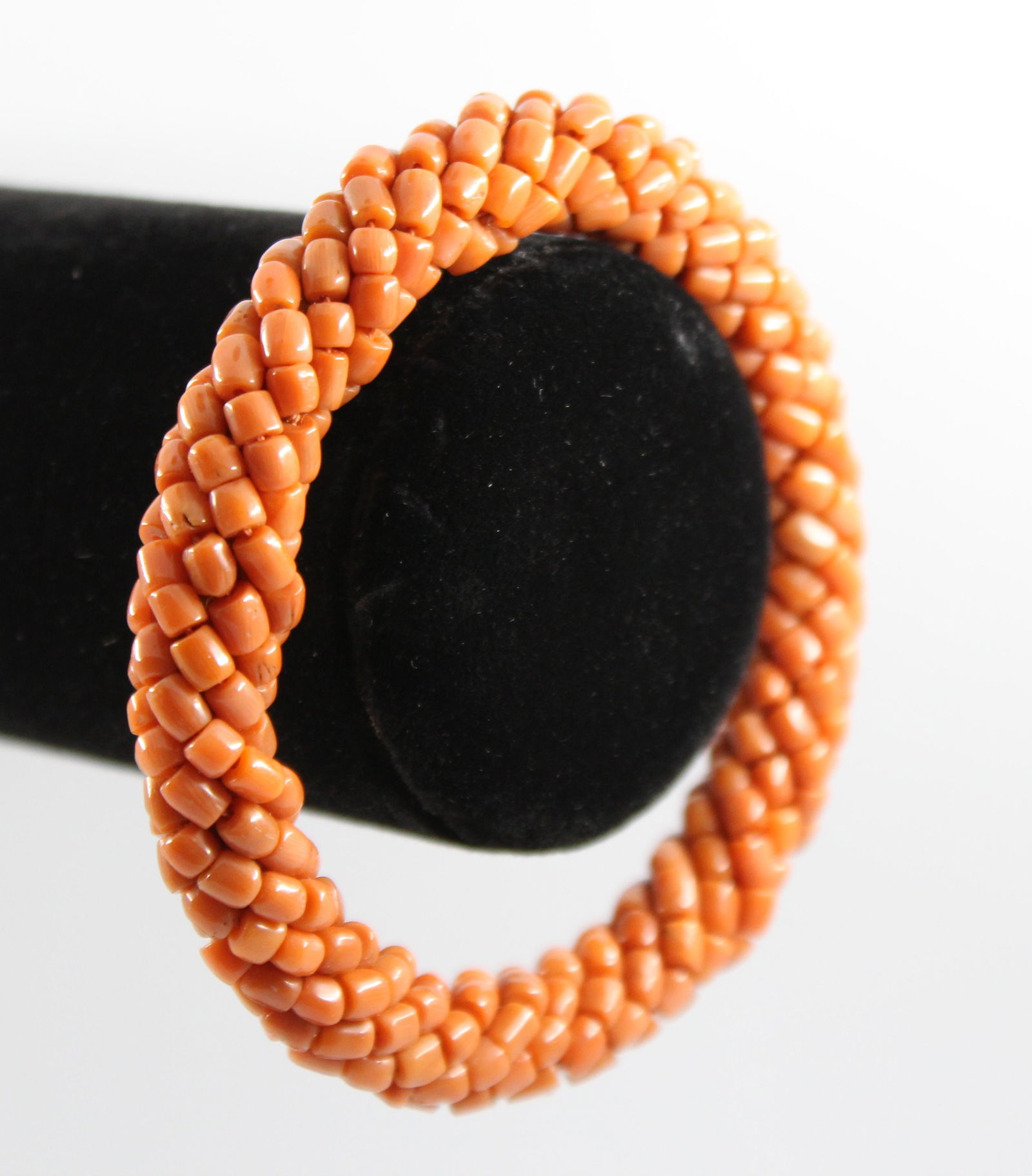 Coral Twist Beaded Bangle Bracelet (1 of 6)