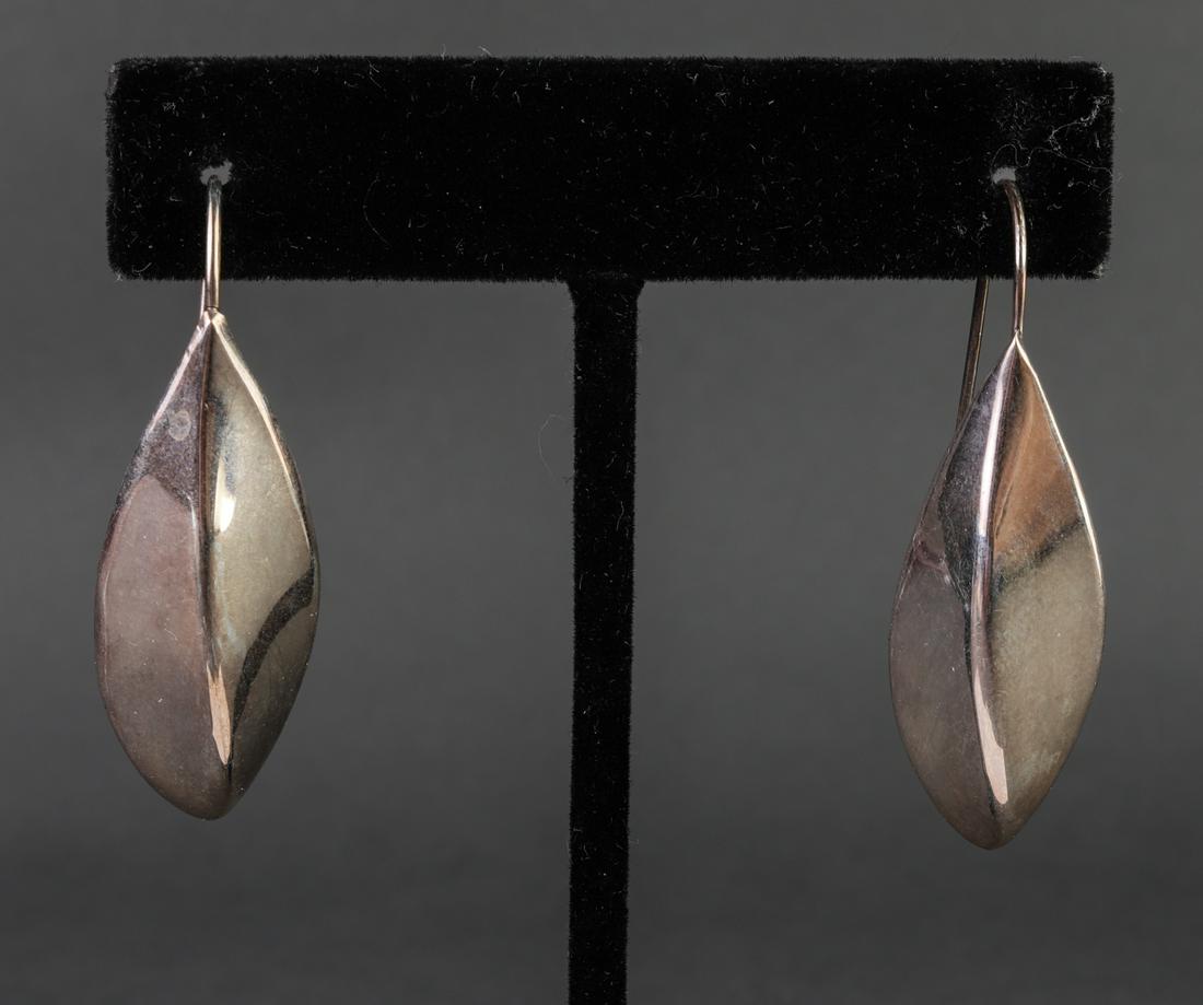 Mexican Silver Modern Leaf Form Earrings (1 of 3)