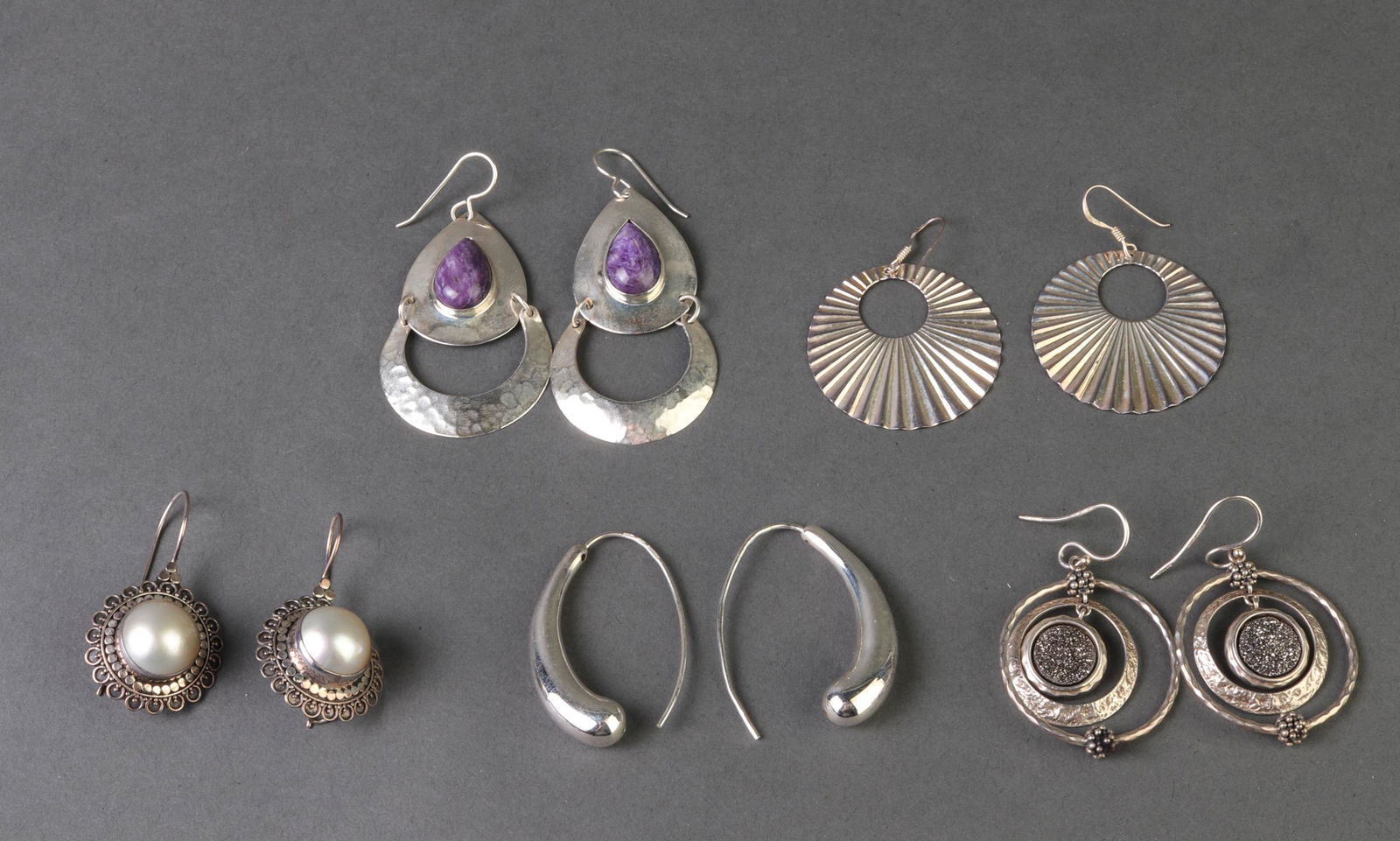 Sterling Silver Earrings incl. Pearl, 5 Pairs (1 of 5)