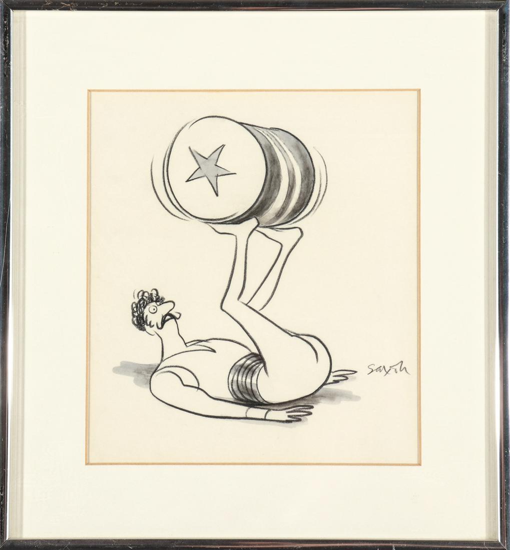 Charles D. Saxon Ink on Paper Comic Illustration (1 of 2)