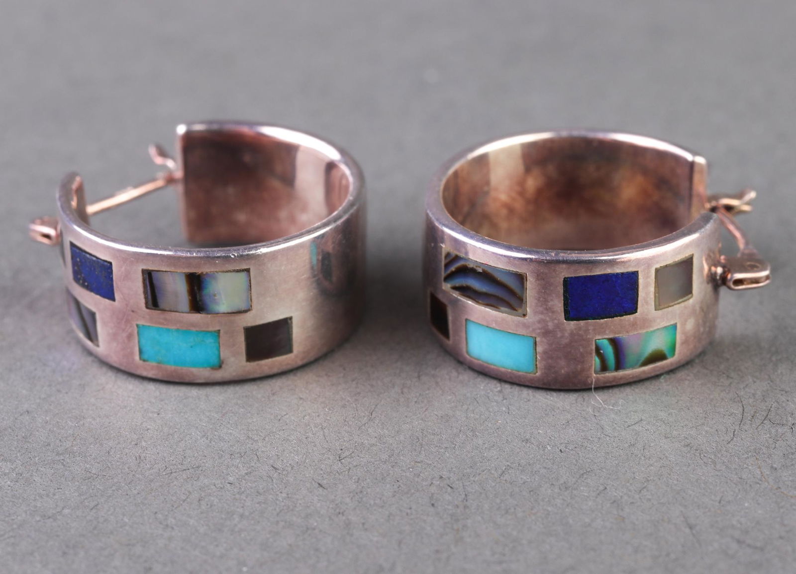 Sterling Silver & Inlaid Hardstone Earrings (1 of 3)